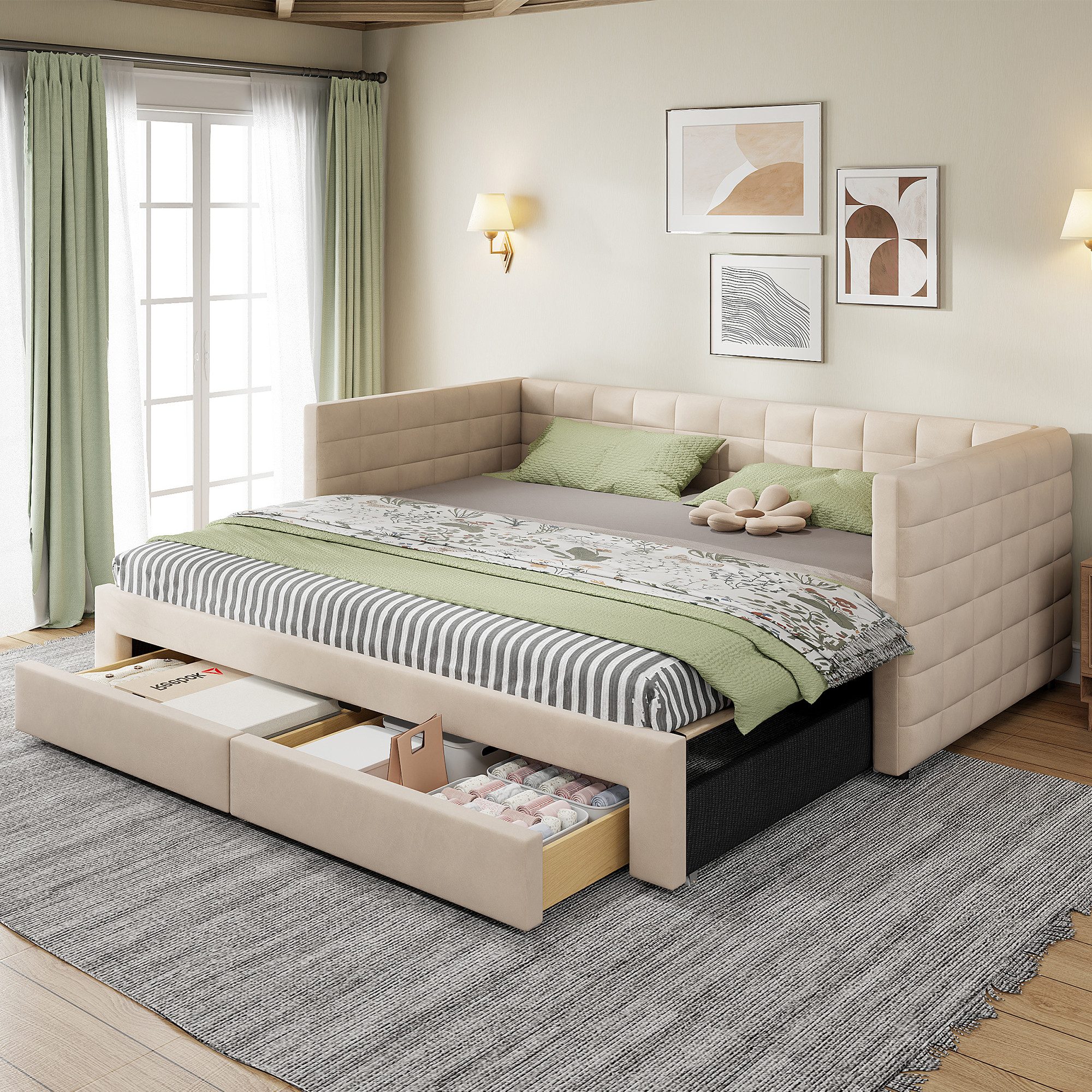 Odikalo Schlafsofa Schlafcouch Auszug Polsterbett 90x190 günstig online kaufen