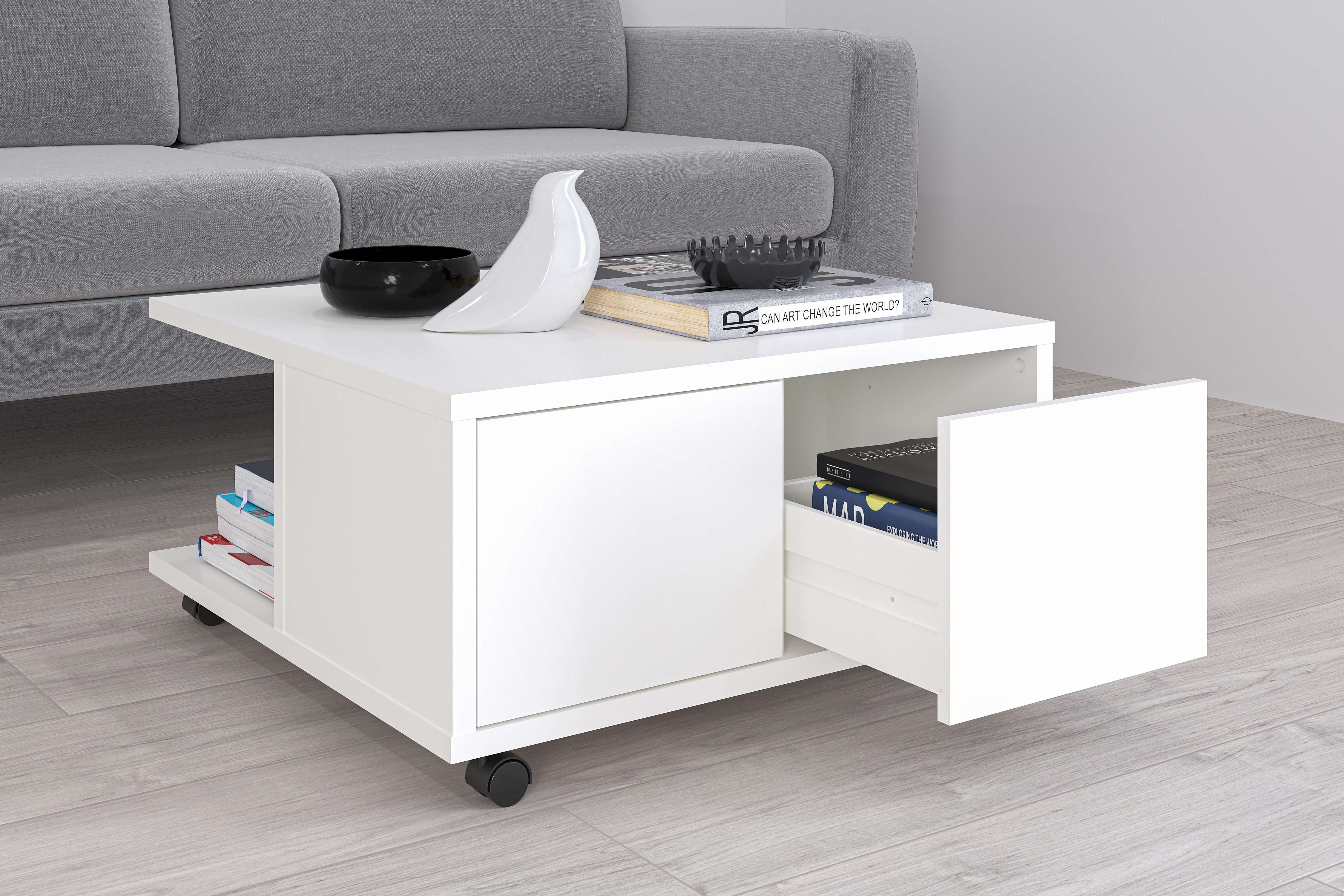 FMD Couchtisch Twin, Schubladen als Push-to-open, viel Staur., mit Rollen, günstig online kaufen