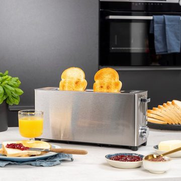 PRINCESS Toaster 142401, 1 langer Schlitz, 1050 W, Brötchenaufsatz, 7 Bräunungsstufen, Krümelschublade