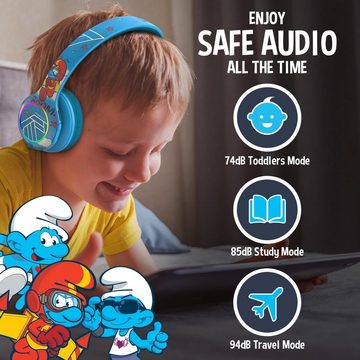 PowerLocus Lautstärkebegrenzung Kinder-Kopfhörer (Die langlebigen, faltbaren und leichten Kopfhörer passen in jede Tasche, bieten optimalen Tragekomfort mit weichen Ohrmuscheln und kühlendem Memory-Schaumstoff, mit LED-Lichtern und Hi-Fi-Audio,Spaß, Sicherheit und Qualität Vereint)
