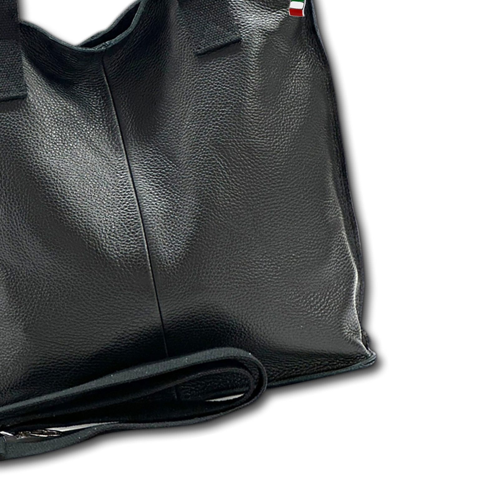 FLORENCE Schultertasche Florence Echtleder Umhängetasche Damen (Schultertasche), Damen Leder Schultertasche, Shopper, schwarz ca. 44cm