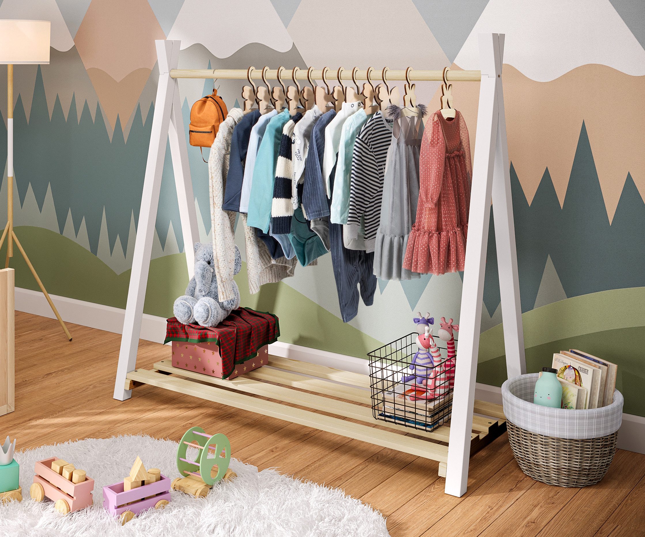 Bellabino Kleiderstange Ryck (Kindergarderobe inkl. Schuhablagefläche), günstig online kaufen