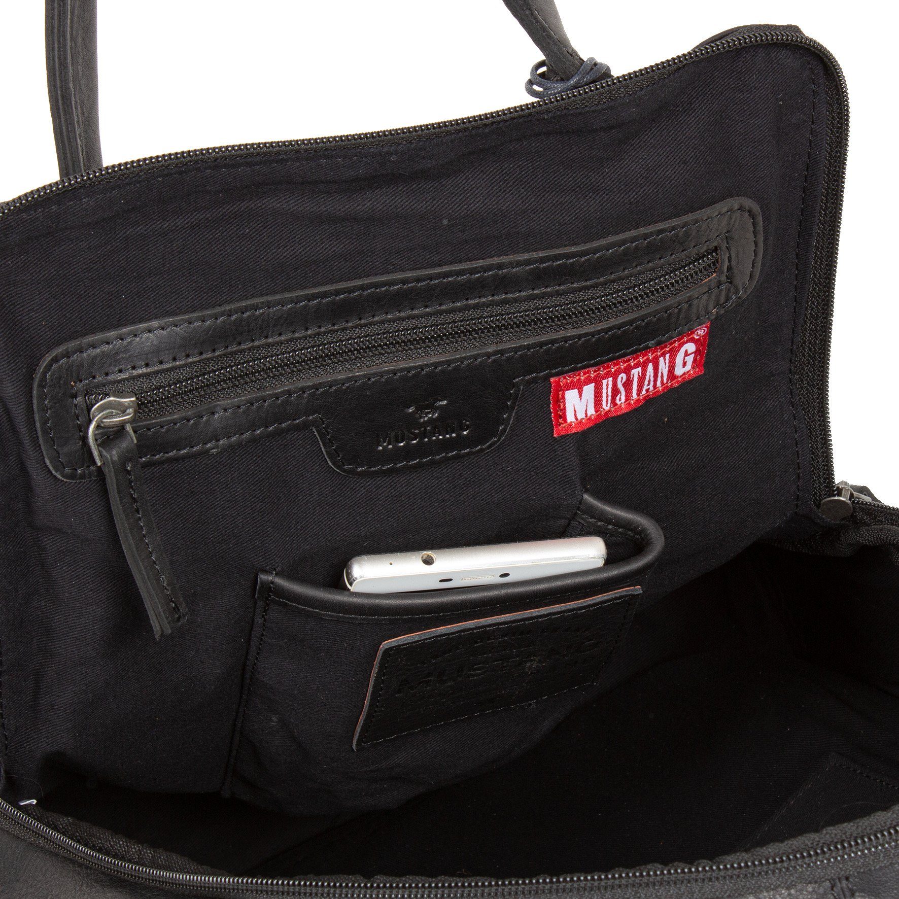 Catania schwarz Reißverschluss-Vortasche Backpack, MUSTANG Cityrucksack mit