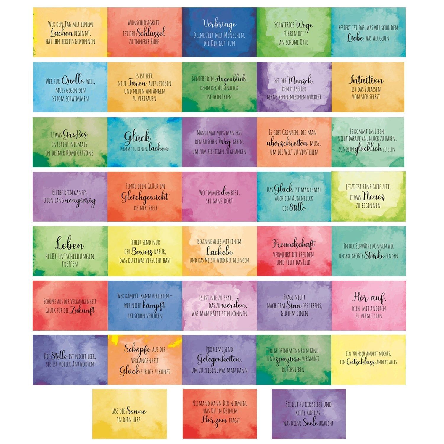 Logbuch-Verlag Klappkarte 38 bunte Sprüchekarten Motivationskarten Regenbogen Affirmation 8,5 x