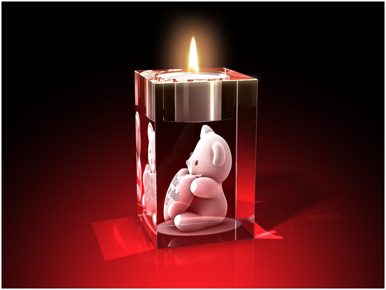 GLASFOTO.COM Teelichthalter Valentinstag, Bärchen mit Herz günstig online kaufen