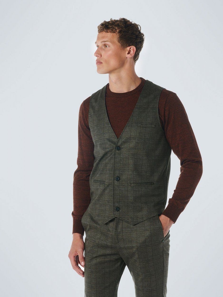 NO EXCESS Kurzarmshirt Gilet Jersey Stretch Check