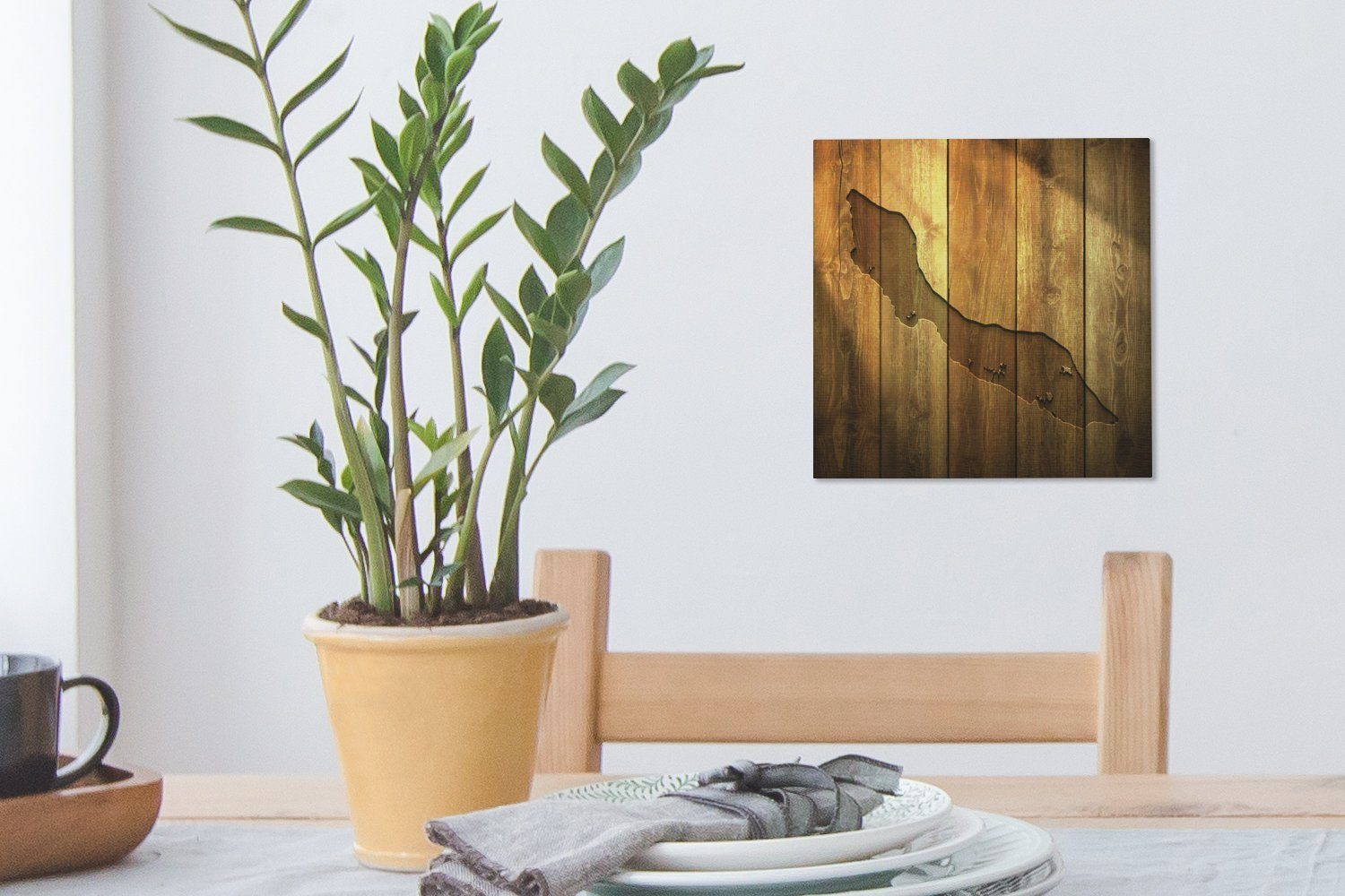 OneMillionCanvasses® Leinwandbild Eine Illustration von (1 für Holzwand, Schlafzimmer an einer St), Leinwand Wohnzimmer Curacao Bilder