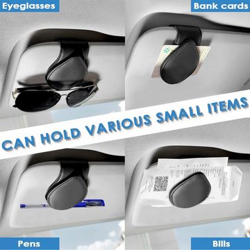 Ailiebe Design Brillenetui Brillenhalter für Auto Magnetisch Kunstleder, Brillenhalterung Aufbewahrung Ticket Karten Brillen Schwarz 2er Set