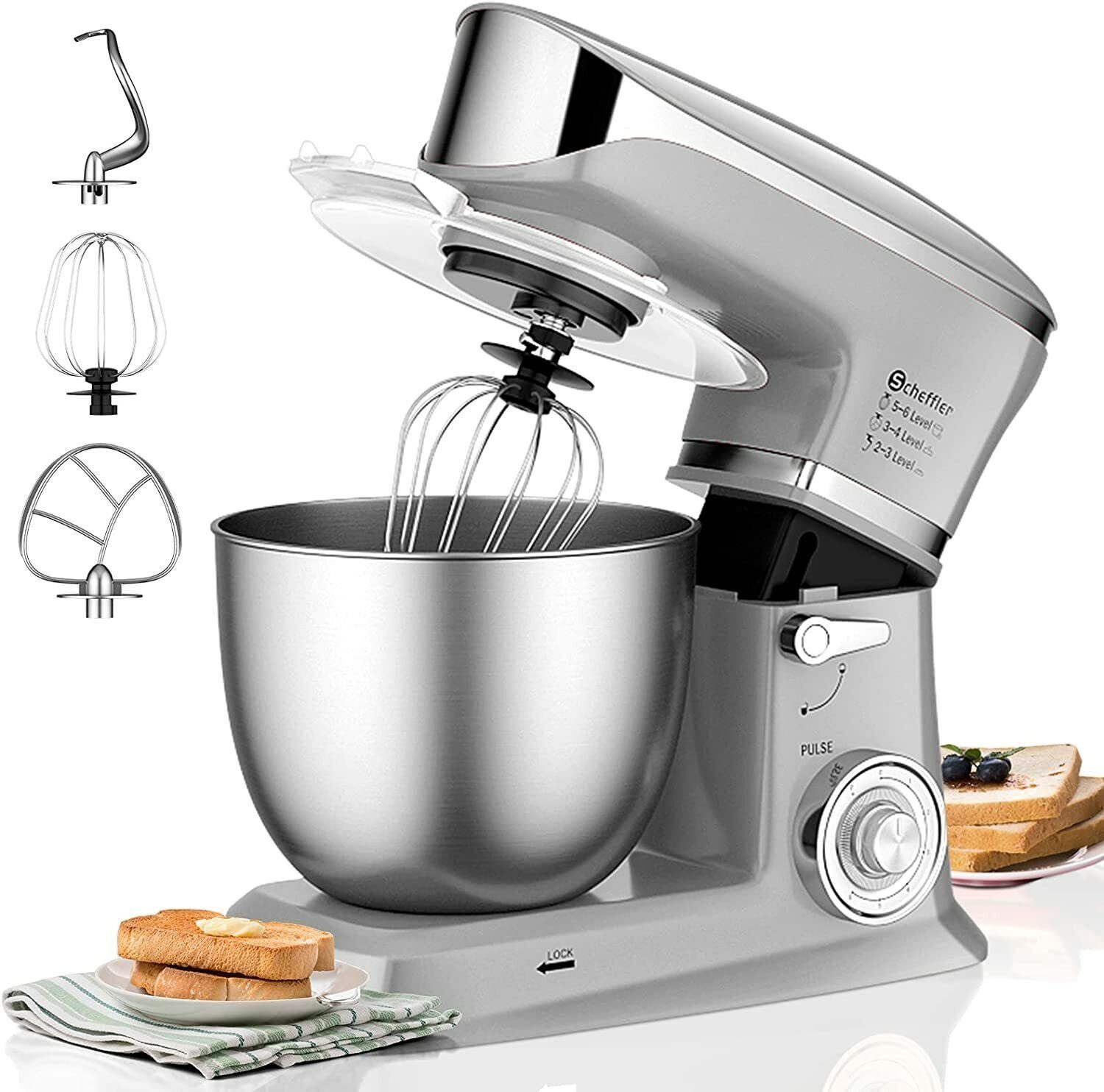 Scheffler Küchenmaschine, 2000,00 W, 5,00 l Schüssel, inklusive Knethaken, Flachrührer, Schneebesen