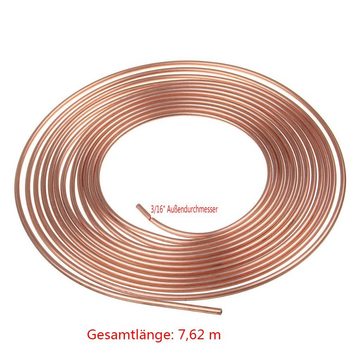 AUDEW Bremsleitung, 7,62m Bremsleitung Bremsrohr Kupfer Ø4,75mm mit 20 Verschraubungen