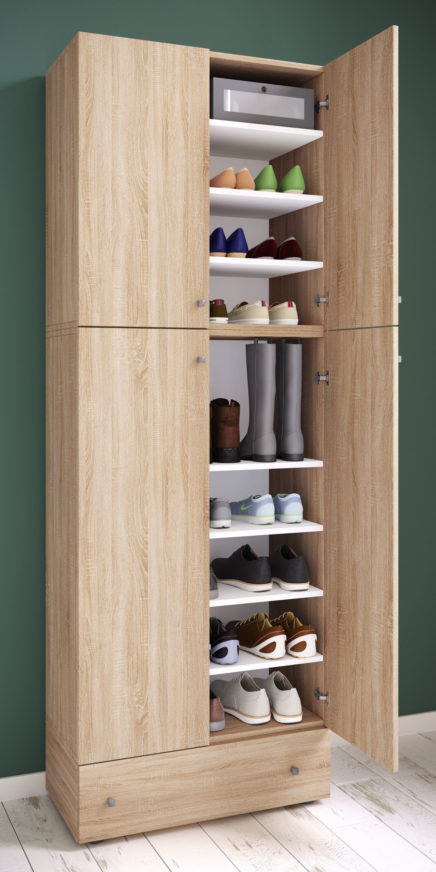 A Schuhschrank Sonoma-Eiche 9f Lona Kleiderschrank XXL Schrank VCM (1-St) Schuhschrank