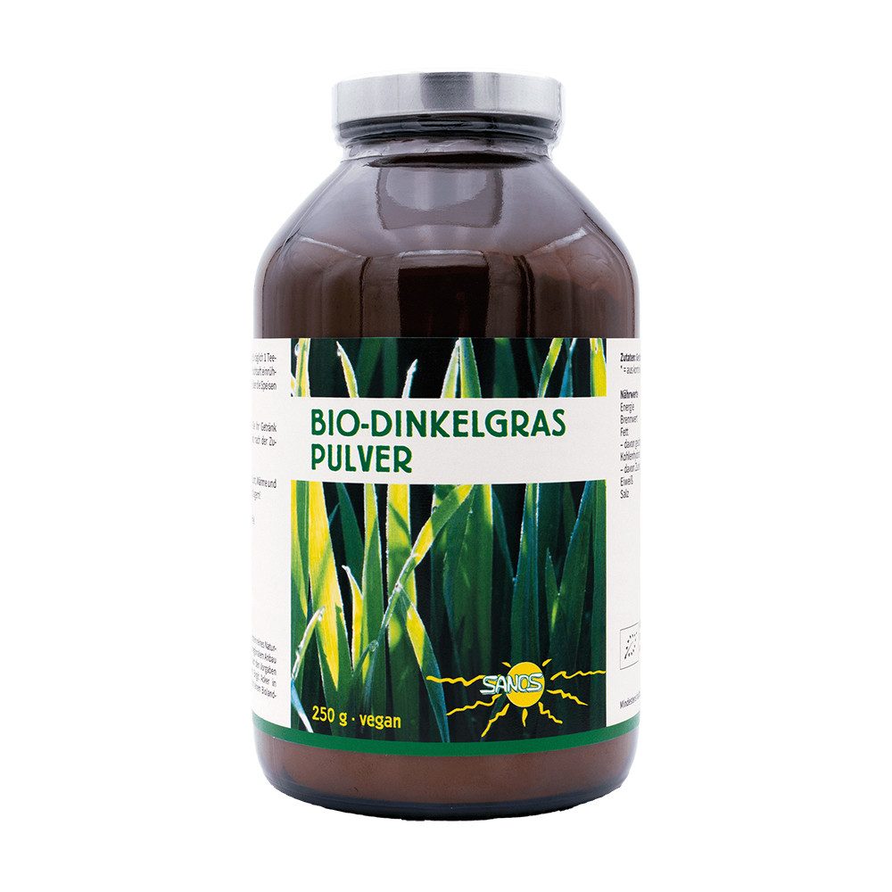 Sanos Getreide Dinkelgras-Pulver in Bioqualität - der grüne Powerdrink - Pulver