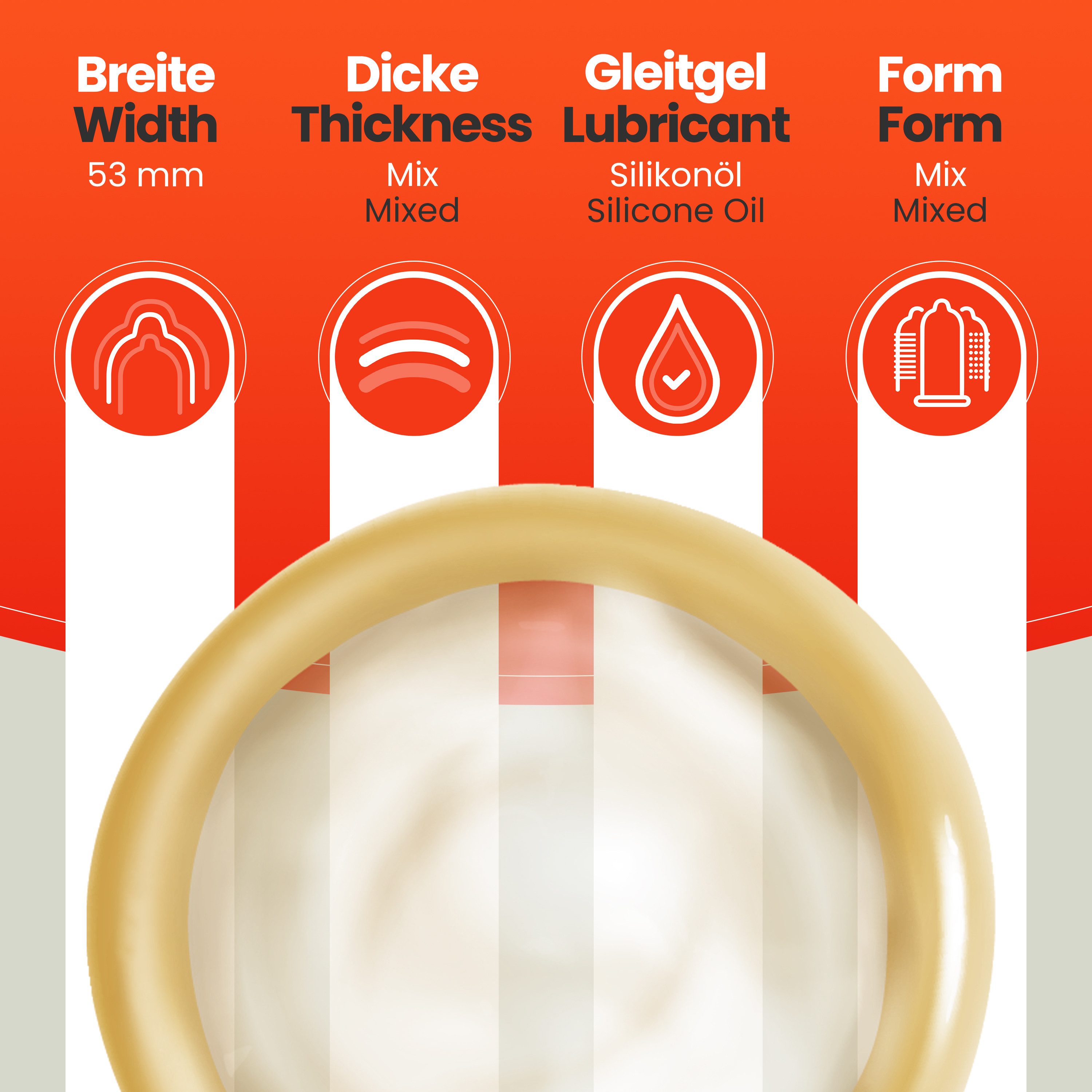 YOSI Kondome 50er Packung - Mixed - zum neu entdecken - 53mm breit - 185mm lang, 5 Sorten je 10 Stück - aus Naturkautschuklatex - mit Gleitmittel