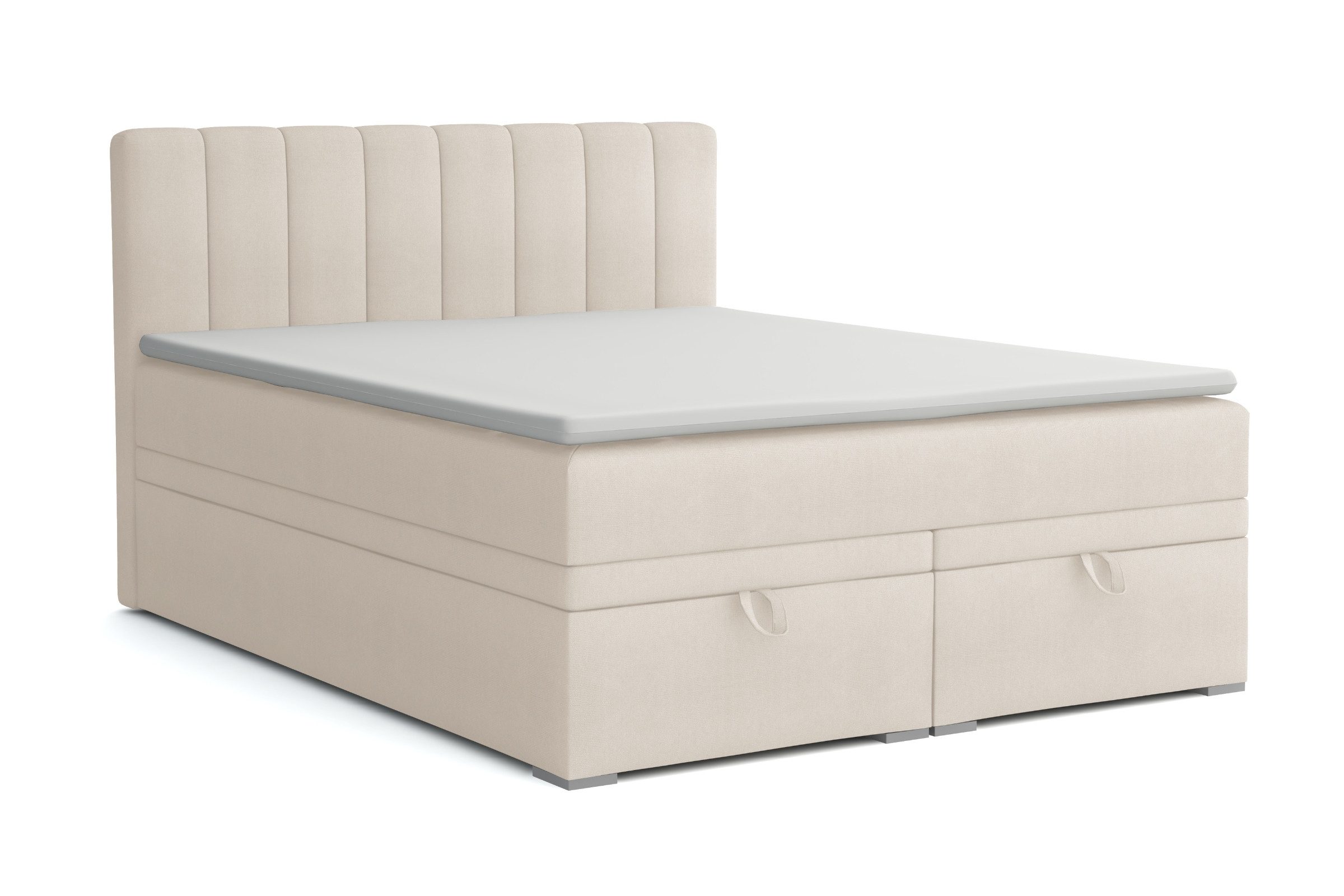 Deine Möbel 24 Boxspringbett DAVID Boxbett Polsterbett Komplettbett Bett mit einer Matratze H4 (Taschenfederkernmatratzen 7 Zonen H4 Creme Grau Hellgrau Schwarz Anthrazit Beige Samt Velour, 3-St., Taschen-federkernmatratze 7 Zonen H4 PREMIUM Bett), 120x200 140x200 160x200 180x200 200x200 inkl Topper, Bettkasten