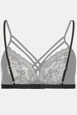 Ulla Popken BH-Hemd Bralette Schnürroptik und wetlook Material