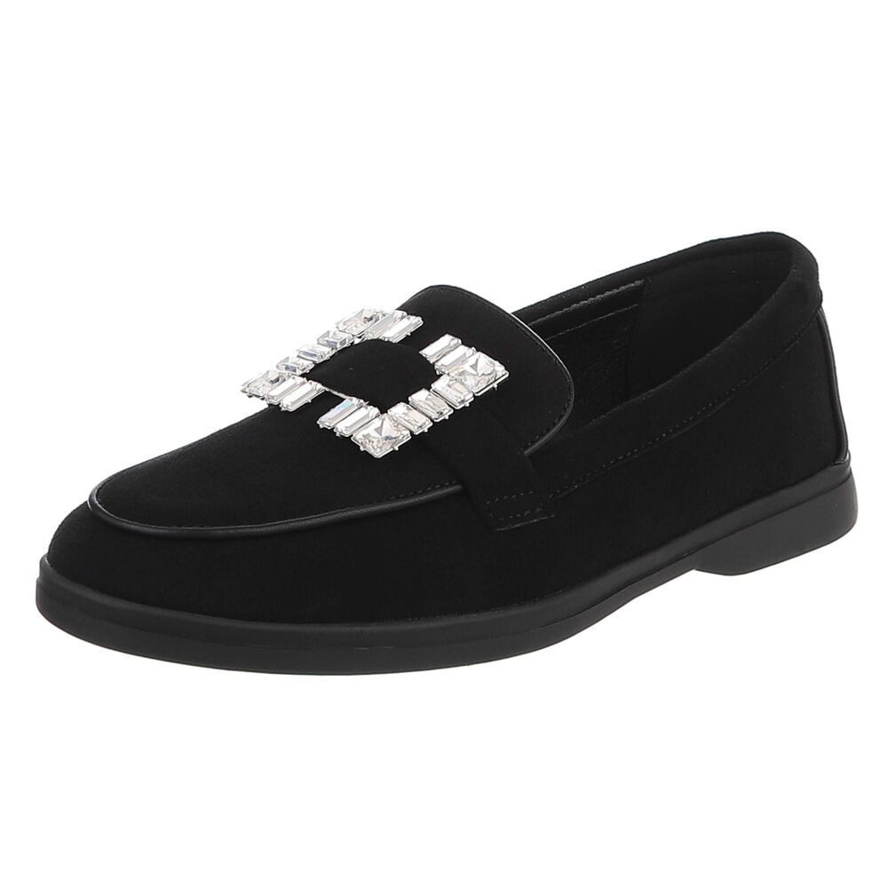 Ital-Design Eleganter Damenschuh mit Schnalle für Alltag und Freizeit Slipper (91409583) Blockabsatz Mokassins in Schwarz