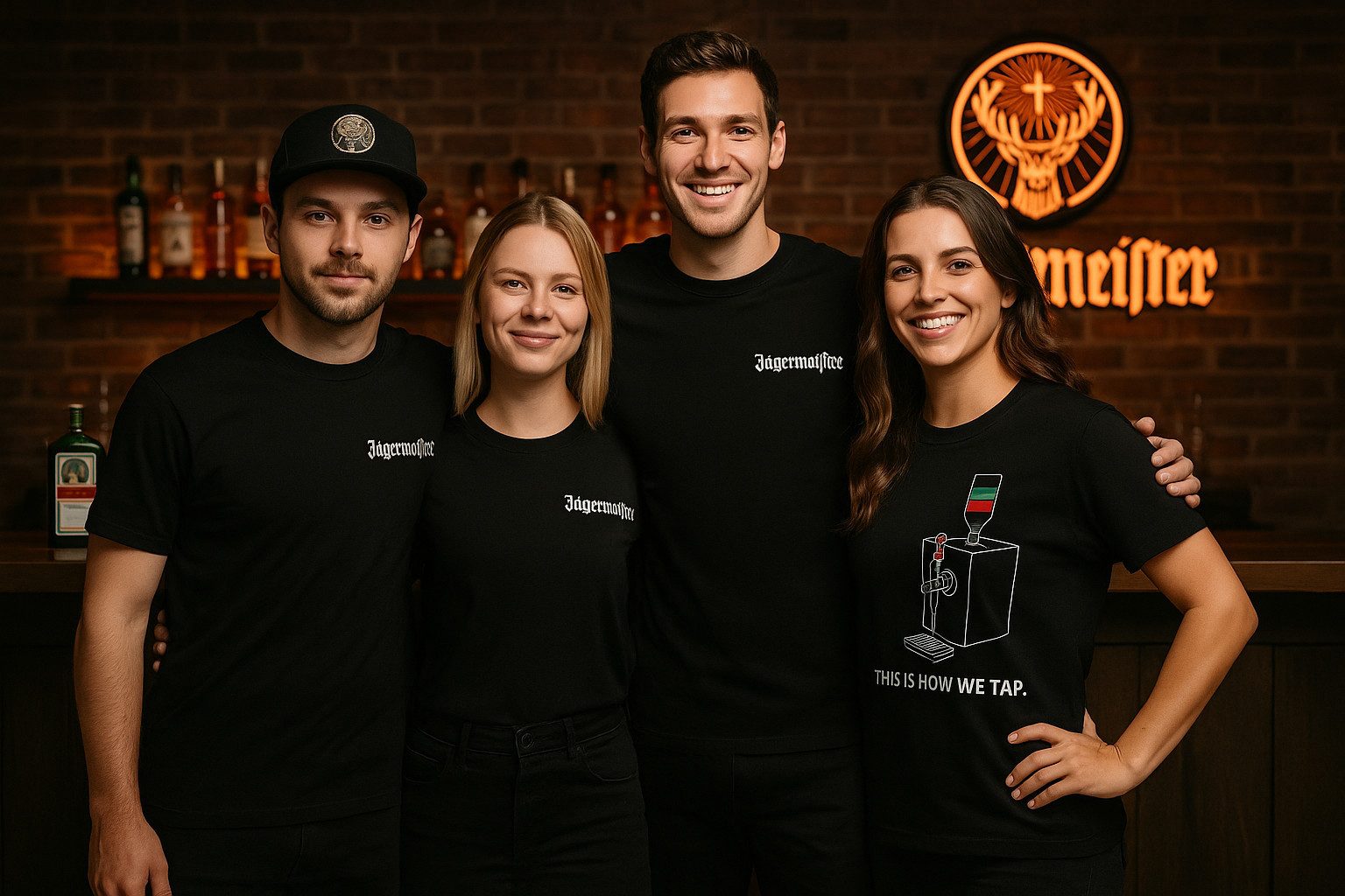 Jägermeister T-Shirt T-Shirt Schwarz – 10er Set – „This Is How We Tap.“