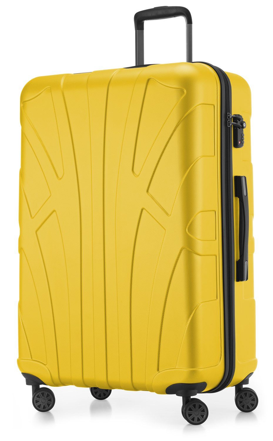 Suitline Trolley S1, 4 Rollen, Robust, Leicht, TSA Zahlenschloss, Erweiterbar, 76 cm, ca. 96 - 110 Liter Packvolumen Gelb