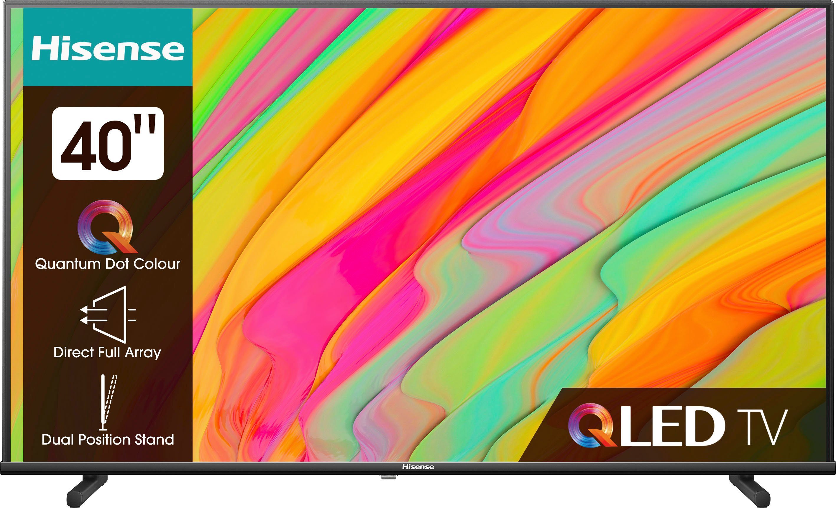 Hisense 40A5KQ QLED-Fernseher (101 cm/40 Zoll, Full HD, Duale  Positionierung,Hisense QLED,VIDAA U6,DTS Virtual X), Größe mit Standfuß  (BxHxT) in cm: 90 × 54,2 × 17,9