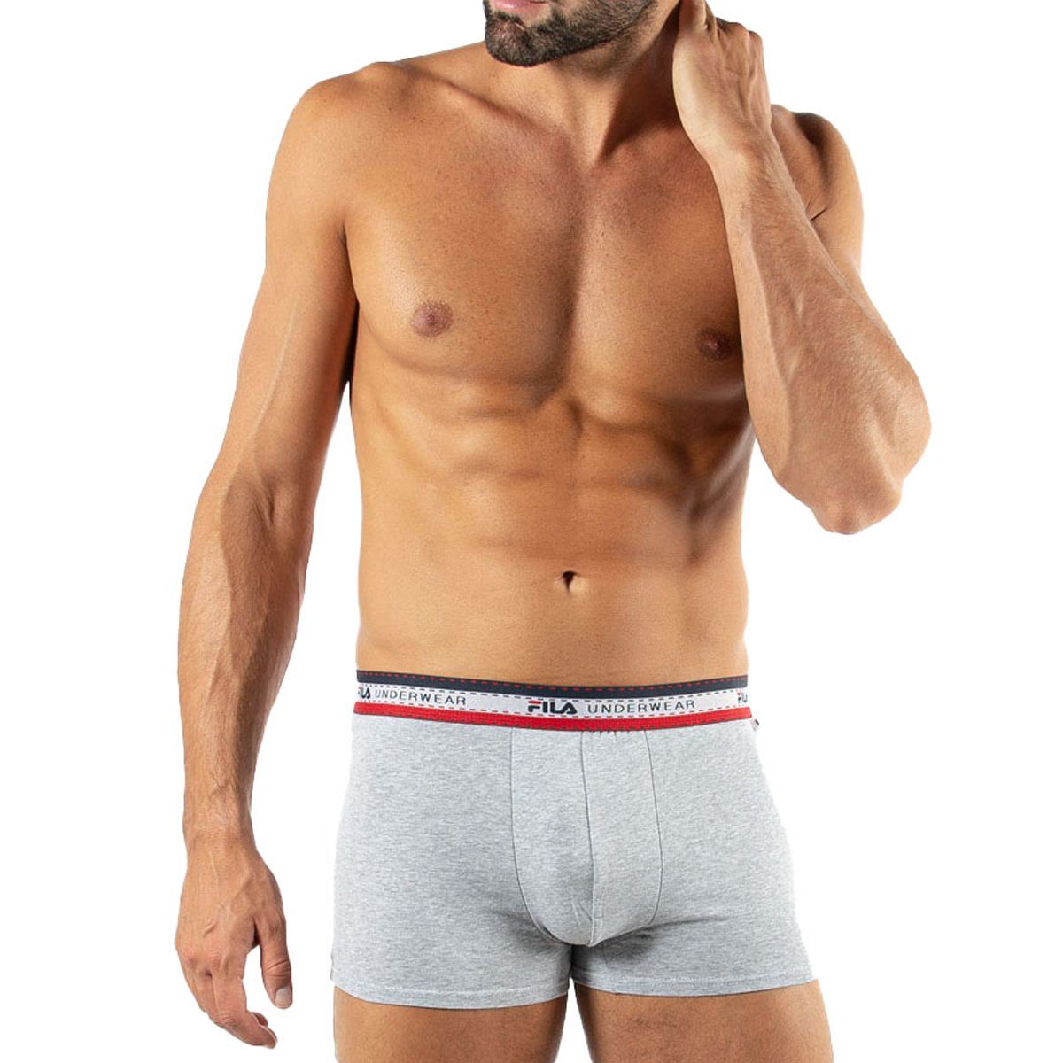 Boxer Cotton - Logobund, Fila Herren Shorts, 4er Grau Boxer Pack