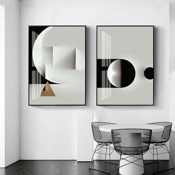 AFAZ New Trading UG Kunstdruck Abstrakte geometrische Leinwandmalerei, schwarze und weiße Wand, (1 St)