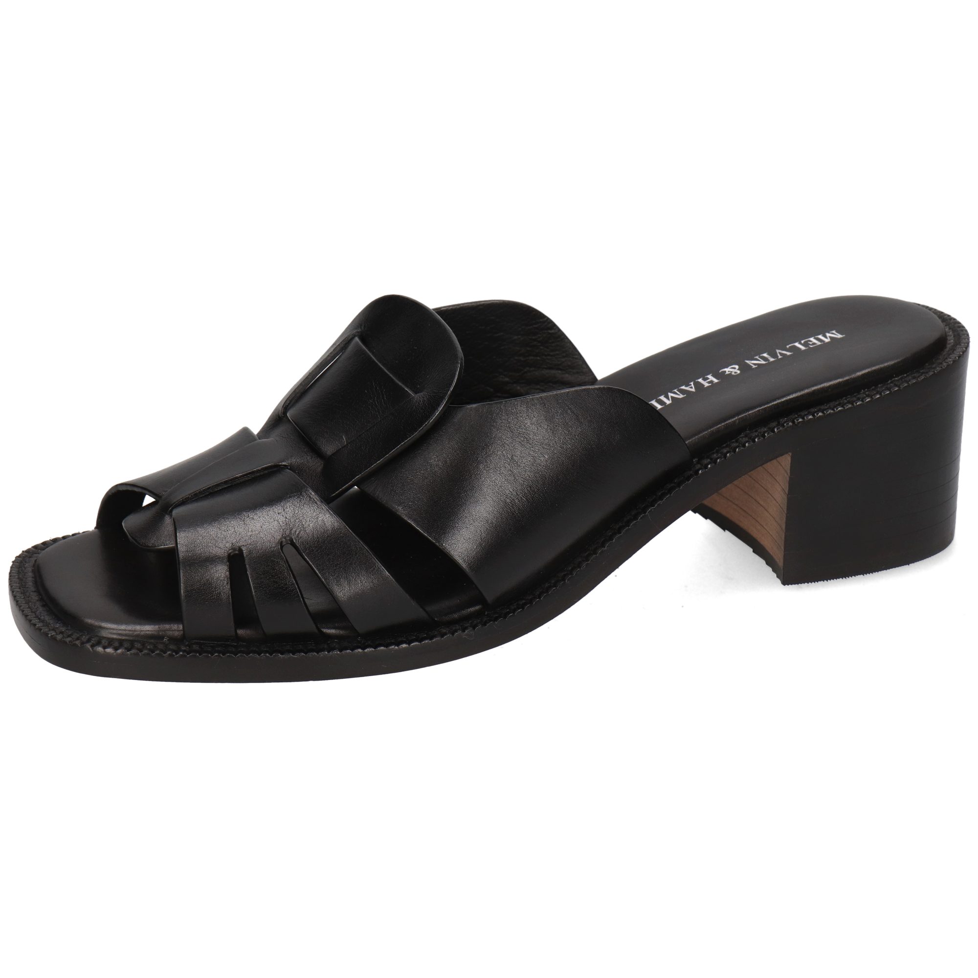 Melvin & Hamilton Charlotta 2 Leder-Pantoletten für Damen Pantolette Block-Absatz, Echtes Leder, Vegetabile Gerbung