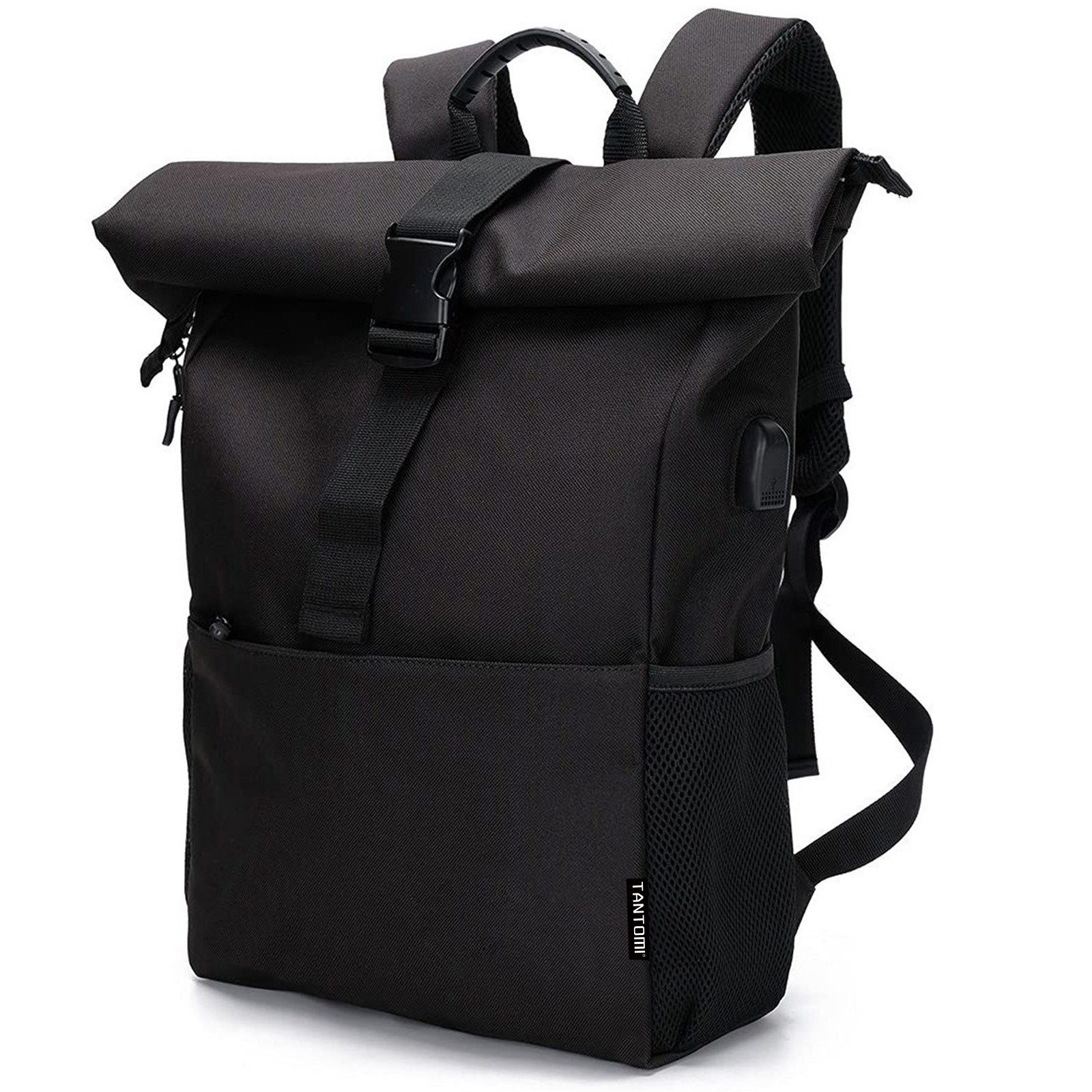 TAN.TOMI Cityrucksack Rucksack Damen Groß Rucksack Herren Groß Schulrucksack (Arbeitsrucksack viele Fächer mit 15,6" Laptopfach/USB-Anschluss), Unisex Rolltop Rucksack Wasserdicht, Lässiger Backpack