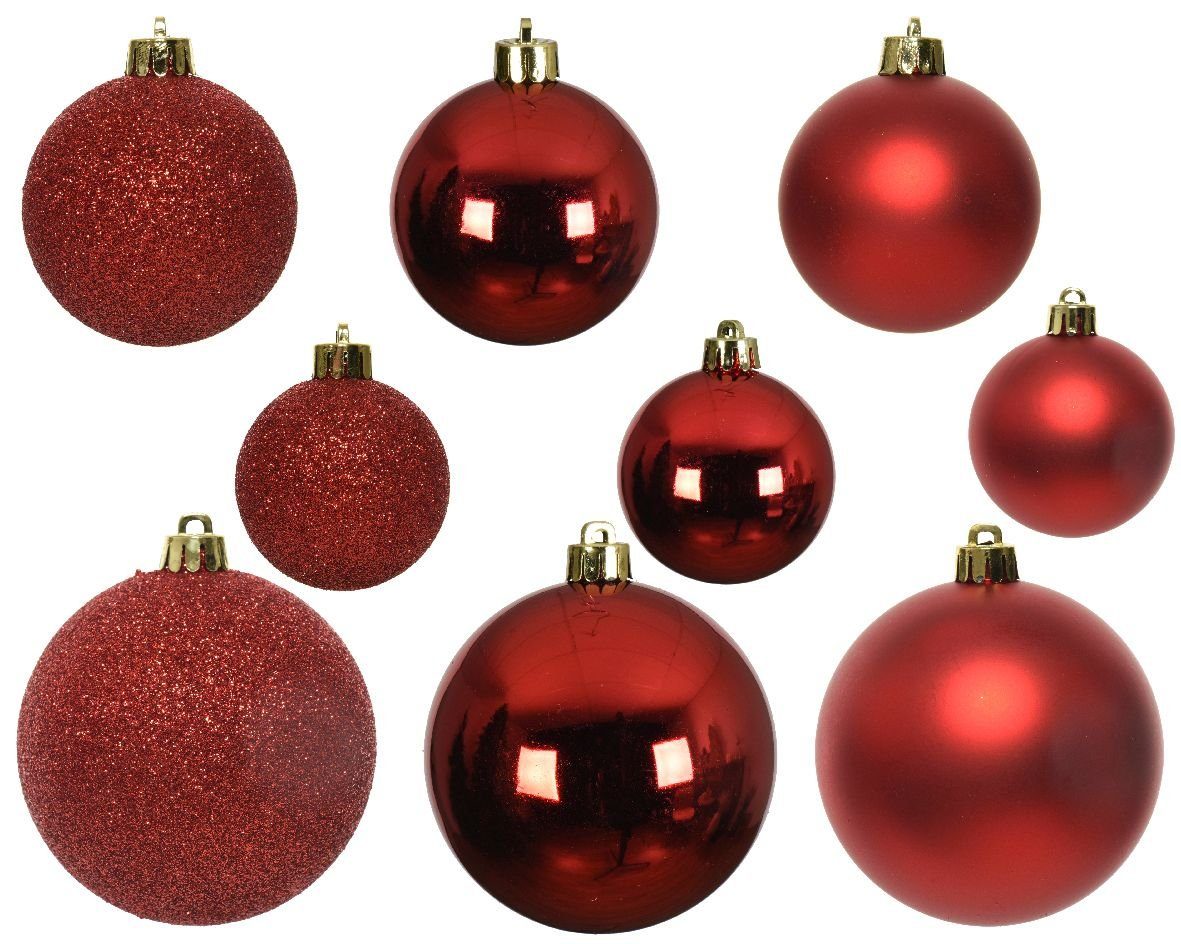 Kaemingk Weihnachtsbaumkugel, Weihnachtskugeln Kunststoff Mix 4-6cm 30er Set - Weihnachtsrot