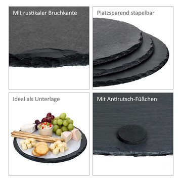 MamboCat Servierplatte 12x Schieferplatten rund Ø30cm Untersetzer Pizza-Teller Servierplatte, Schiefer