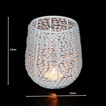 Ambiente Haus Kerzenlaterne Kerzenhalter aus Draht Weiß - (H) 13 cm (1 St)