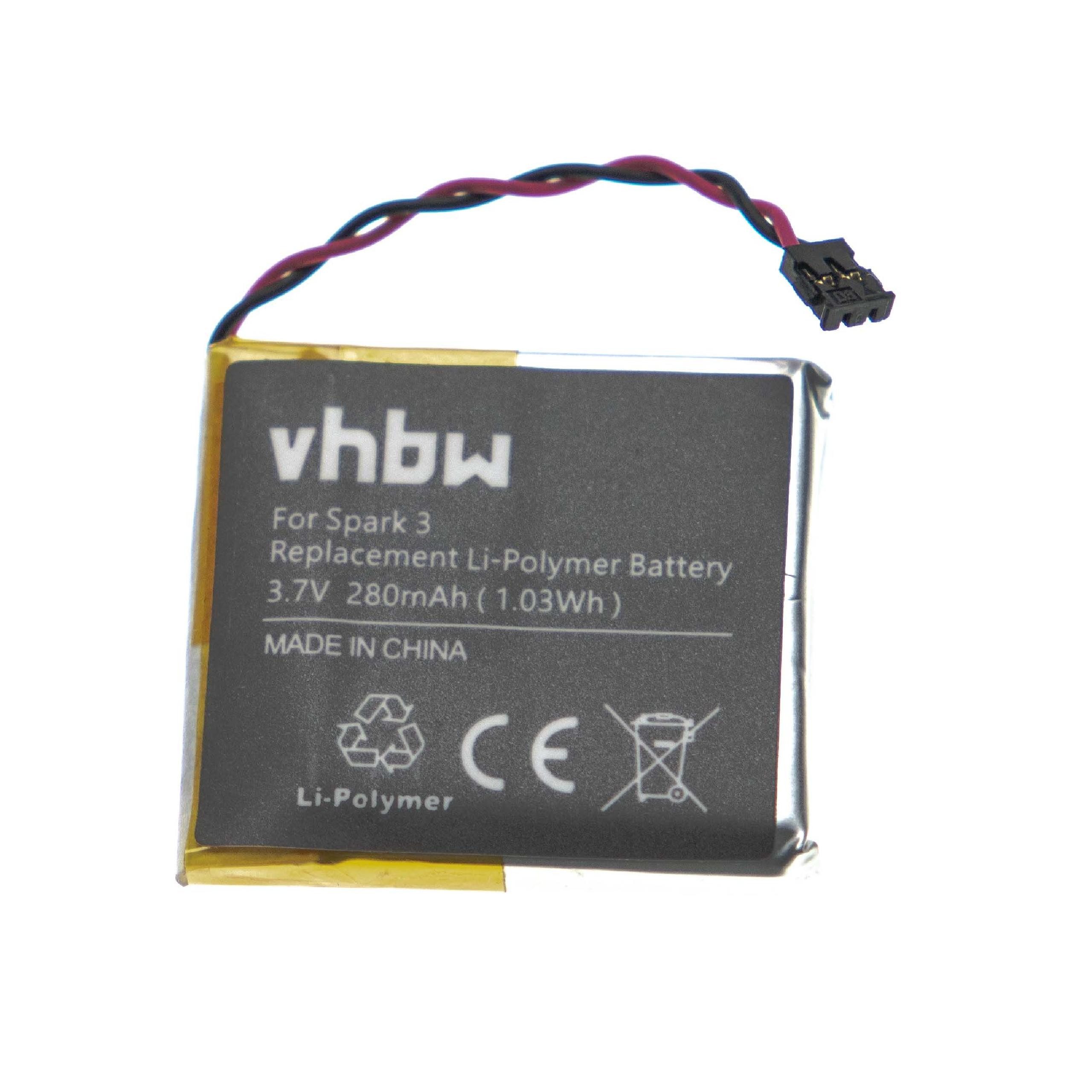 vhbw kompatibel mit TomTom Runner 2, 3, 1 Akku Li-Polymer 280 mAh (3,7 V)