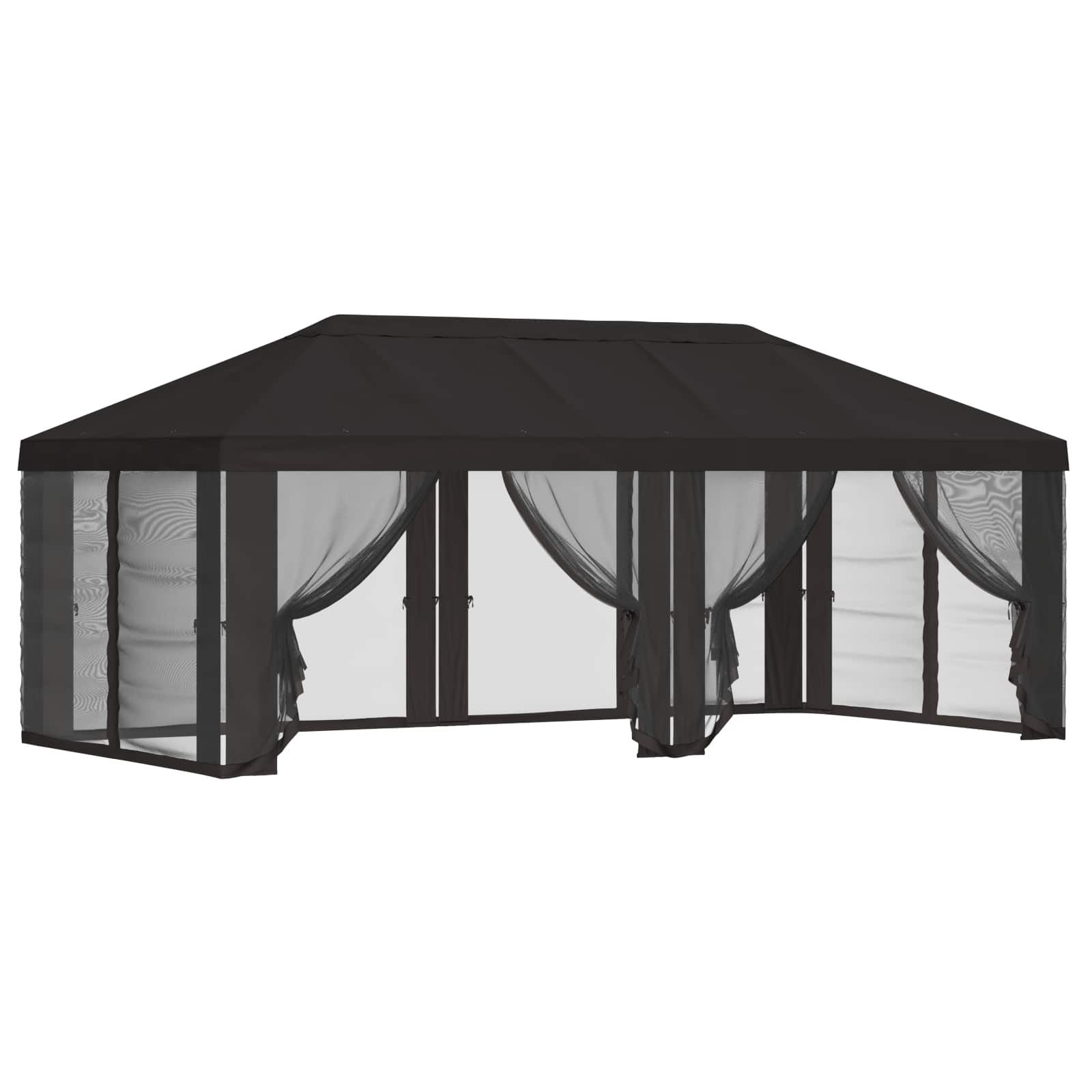 vidaXL Pavillon 6 x 3 m Pavillon Dach mit Seitenwänden 6x3 m Anthrazit Polyester 190