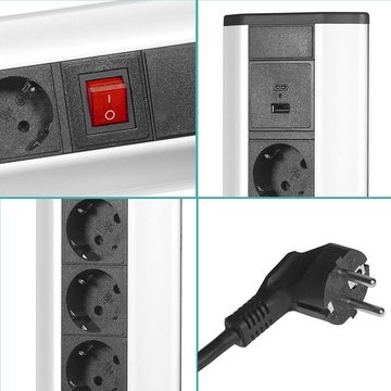 Elbe Inno Steckdosenleiste 3-fach (3 Fach, ein / aus Schalter, Type C, Type A, Überspannungsschutz, Kindersicherung)