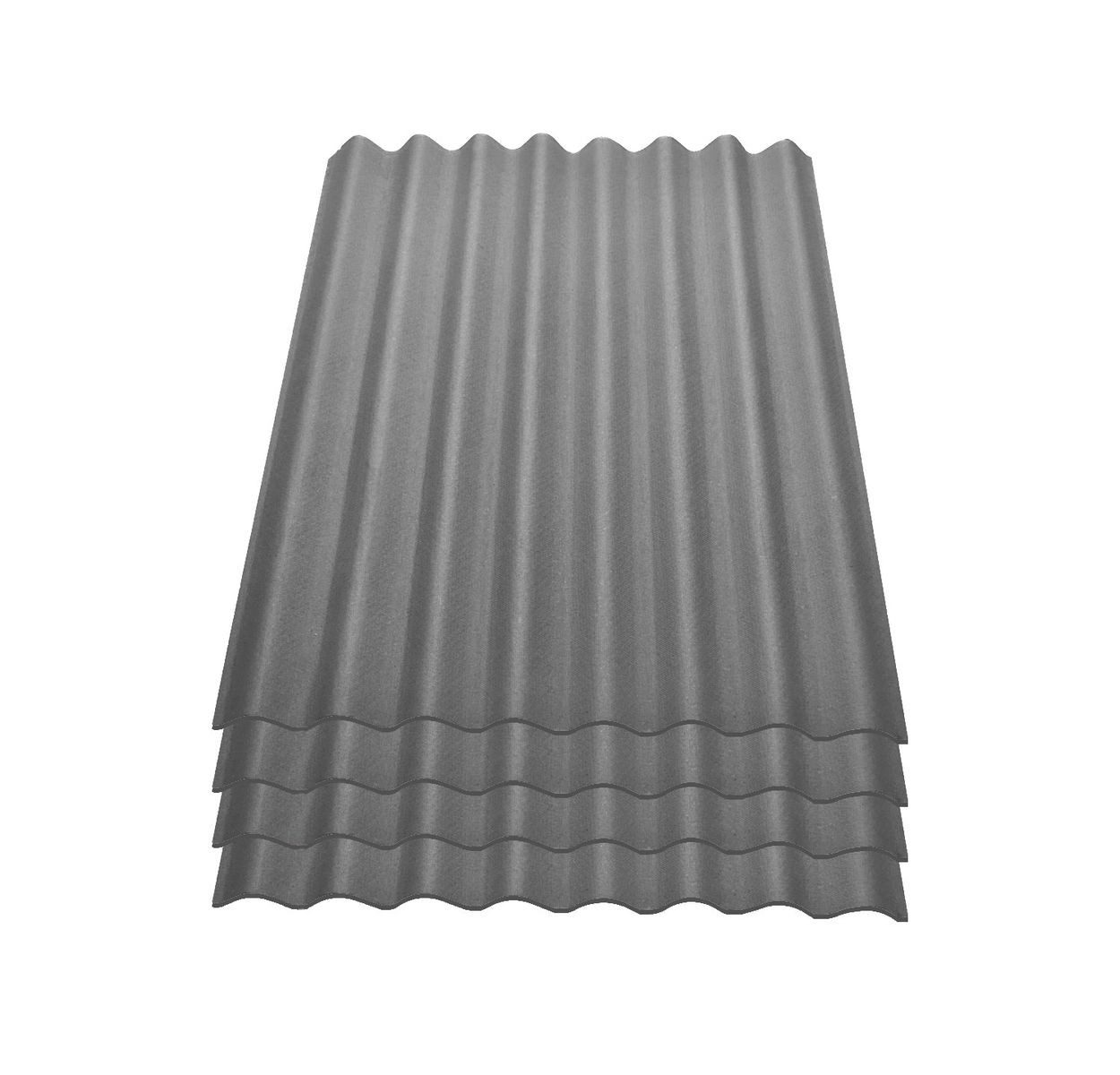 Onduline Dachpappe 4er Pack Dachplatte Easyline® Wellplatte Gartenhaus, Farbe: grau, wellig, 3.04 m² pro Paket, (4-St), Größe: 1000 x 760 x 2,6 mm, Profil: 95/38