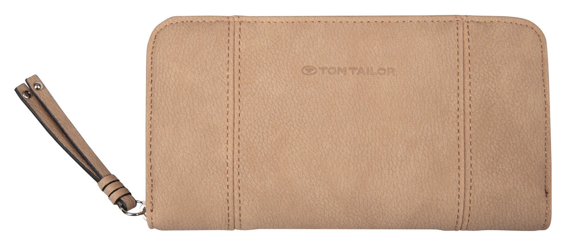 TOM TAILOR Geldbörse CAIA WALLETS Long zip wallet, mit Zierband am Reißverschluss taupe | Geldbörsen