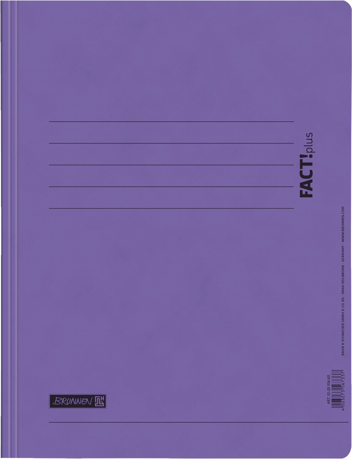 BRUNNEN Hefter FACT!plus Schnellhefter violett A4 Pappe Karton 375g/m² 10-2010660, Schnellheft Mechanik, mit Amtsheftung