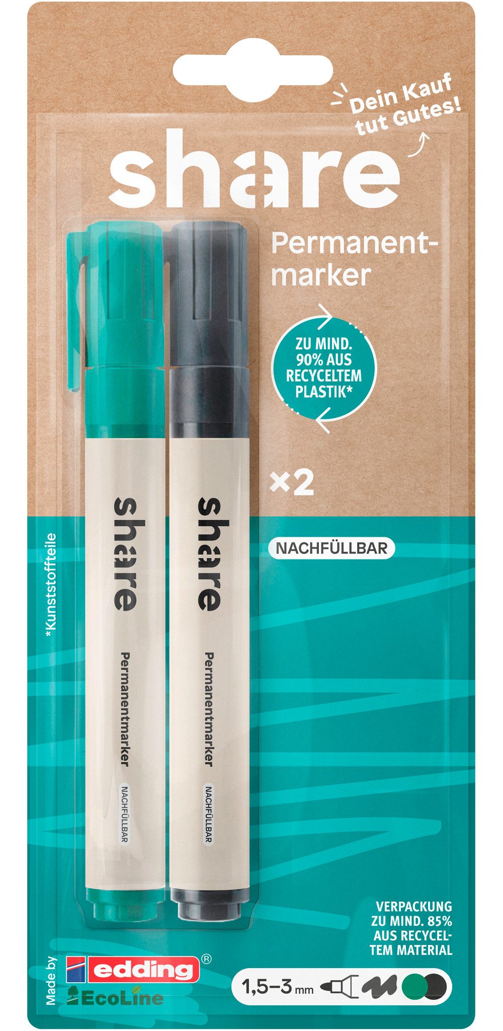 share Permanentmarker Permanentmarker, schwarz-grün, 2er-Set
