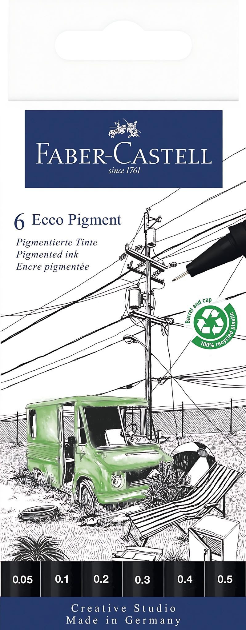 Faber-Castell Tintenroller Faber Castell Tintenschreiber Ecco Pigment mm sw 6er