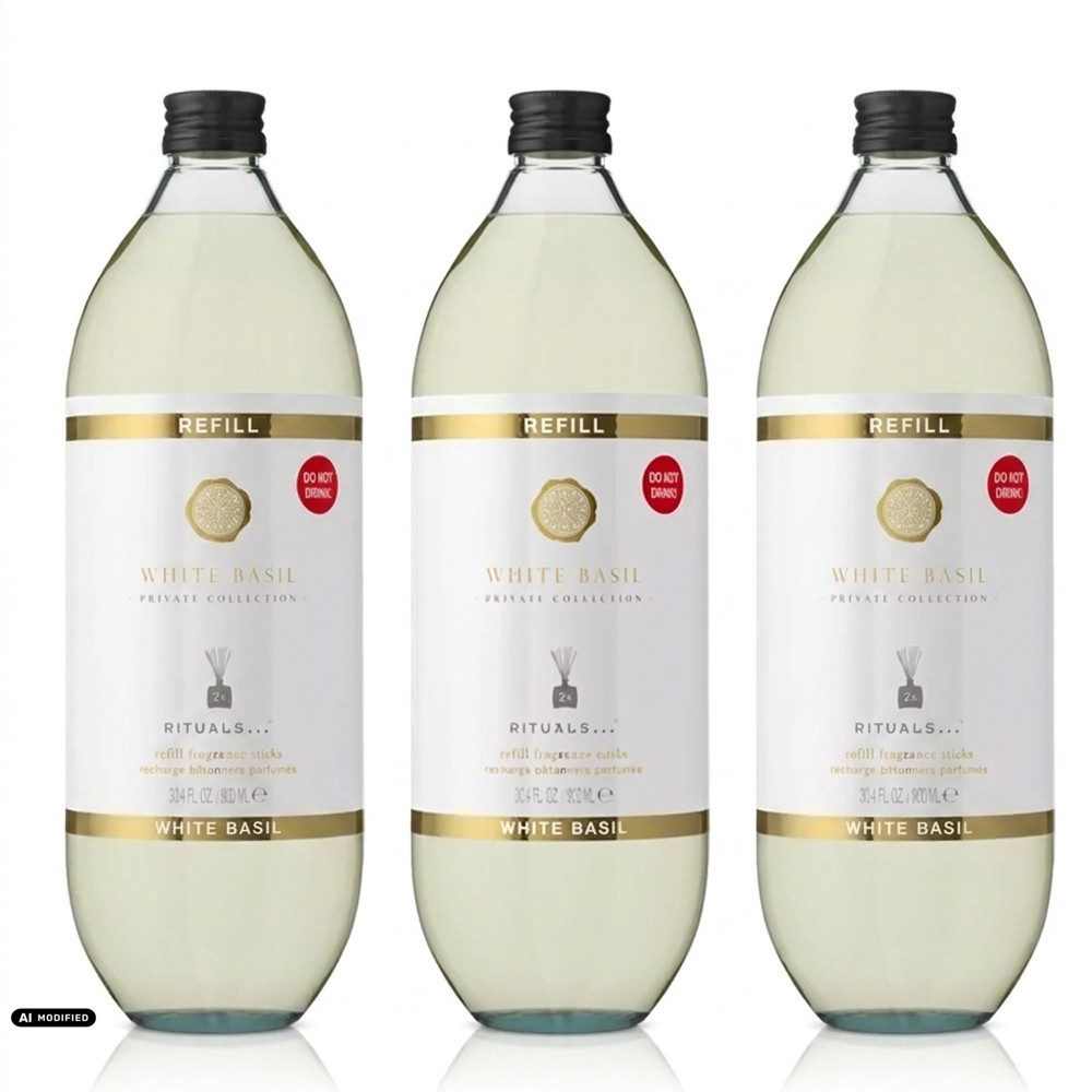 Rituals Duftstäbchen Rituals White Basil Refill Fragrance Sticks 3er Set (Vorteilspack mit drei Nachfüllflaschen für langanhaltenden Duft, 1-St)