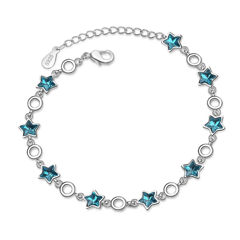 Invanter Bettelarmband Blaues Pentagram künstliches Kristalltemperament süßes Armband