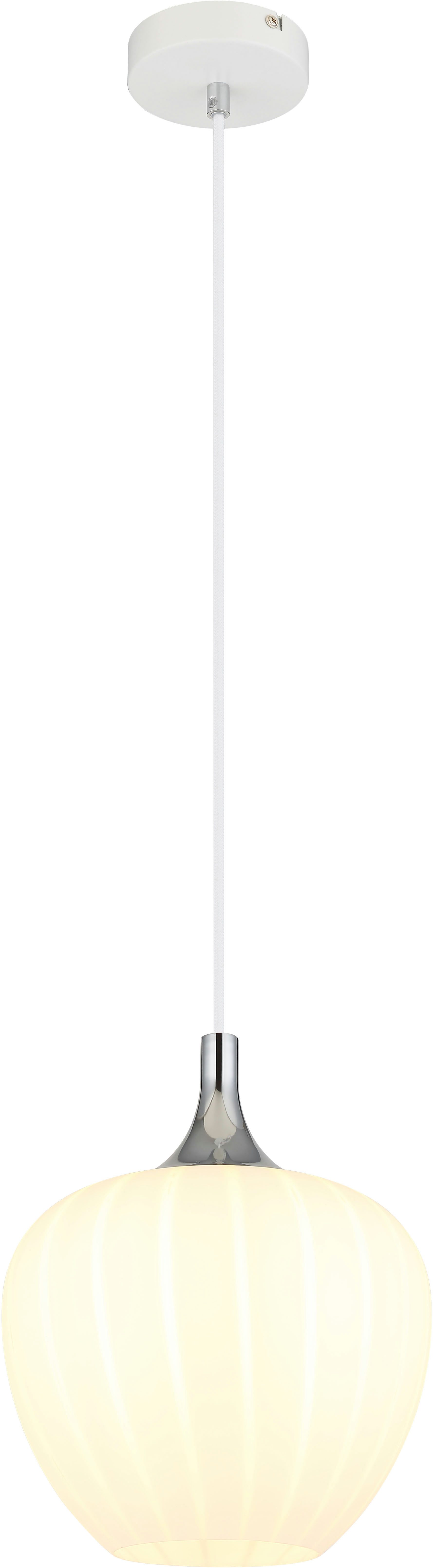 GLOBO LIGHTING Hängeleuchte MAXY, ohne Leuchtmittel, Hängelampe/Pendelleuchte/weiß/Glas opal/ Dekorillen