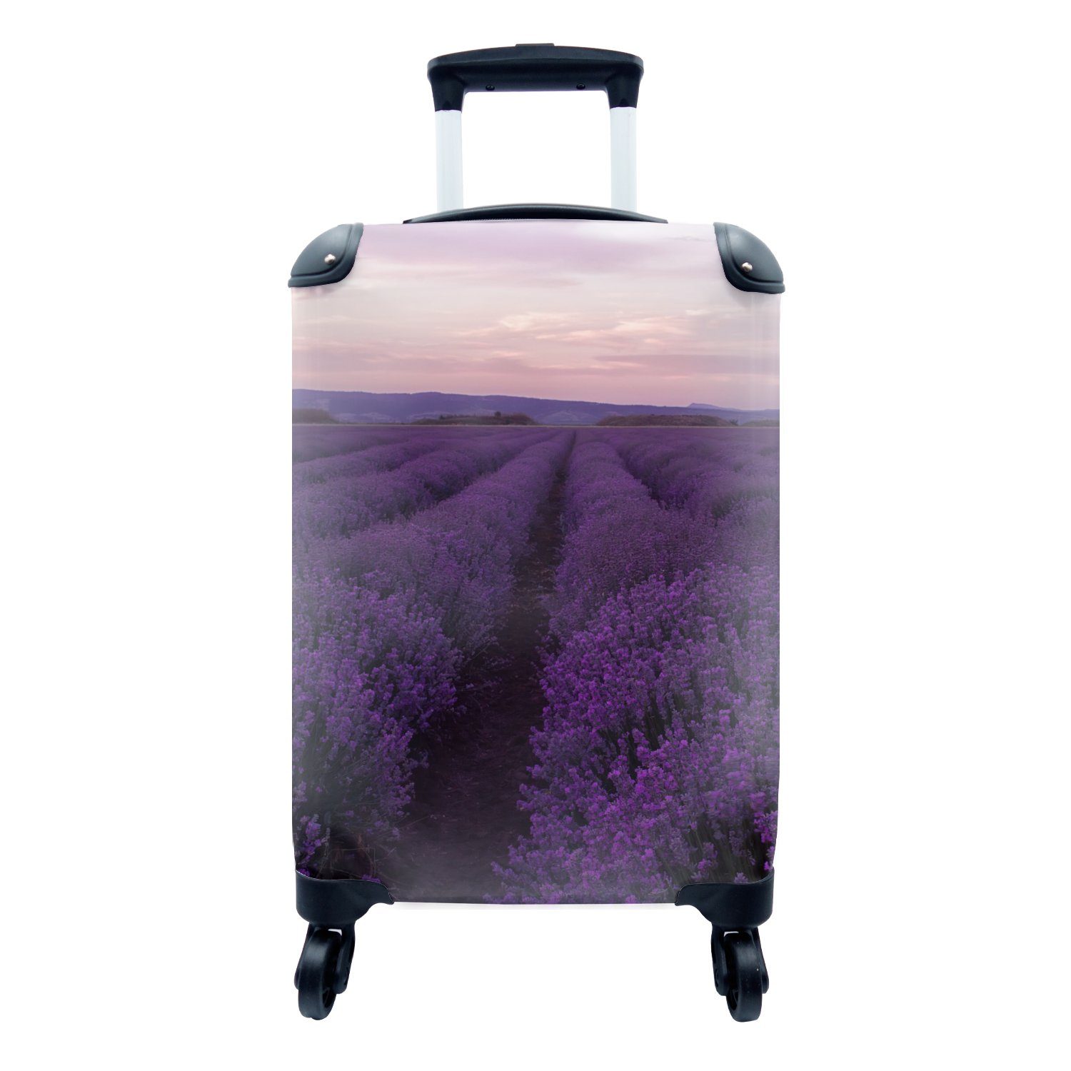 MuchoWow Handgepäckkoffer Lavendel - Lila - Blumen - Natur, 4 Rollen, Reisetasche mit rollen, Handgepäck für Ferien, Trolley, Reisekoffer