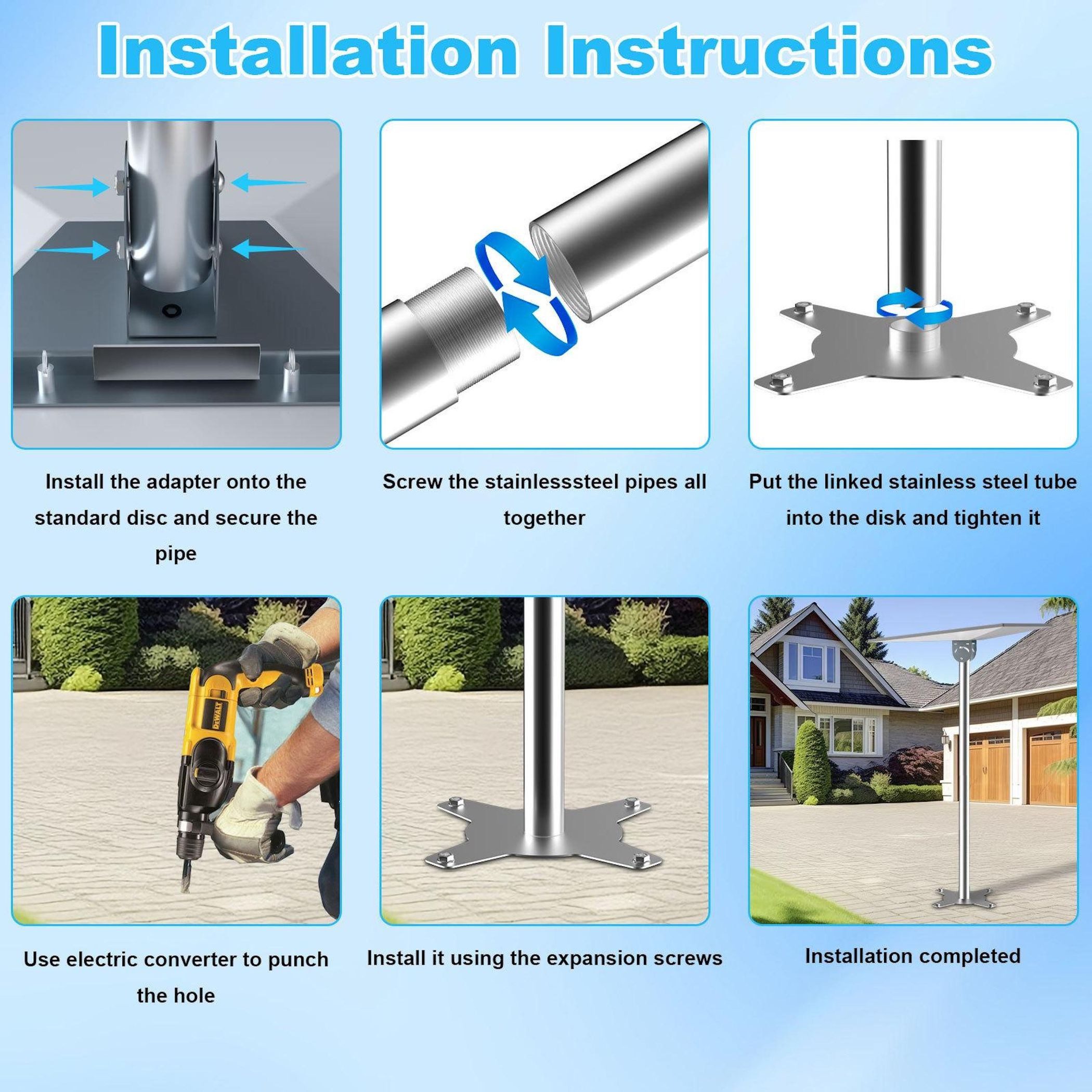 Wigento Für Starlink V4 / Gen 3 Outdoor Halterung mit Erdspieß Adapter Zubehör Drohne (Wetterschutz, Hohe Stabilität, Werkzeuglose Montage)