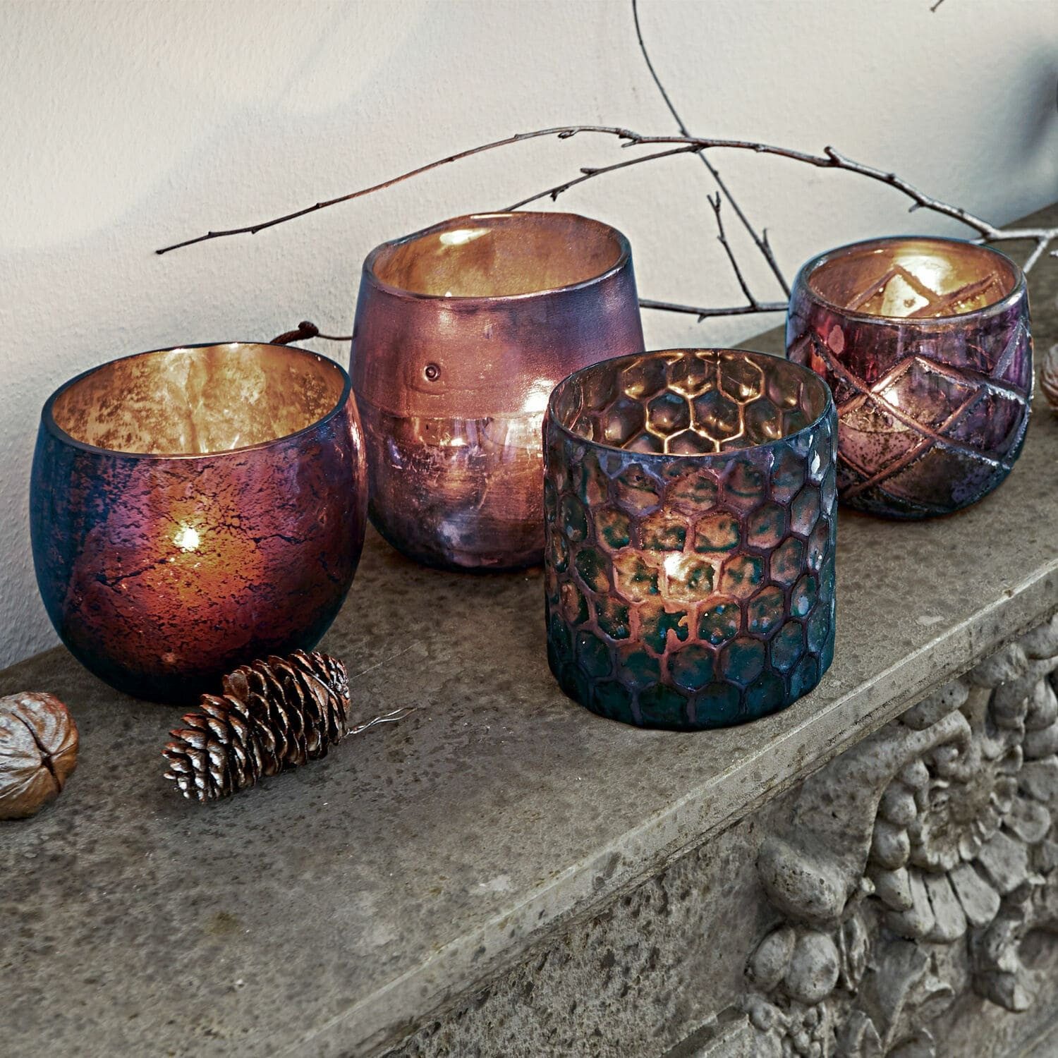 Mirabeau Windlicht Windlicht 4er Set Marine lila (4er Set, 4er Set) günstig online kaufen