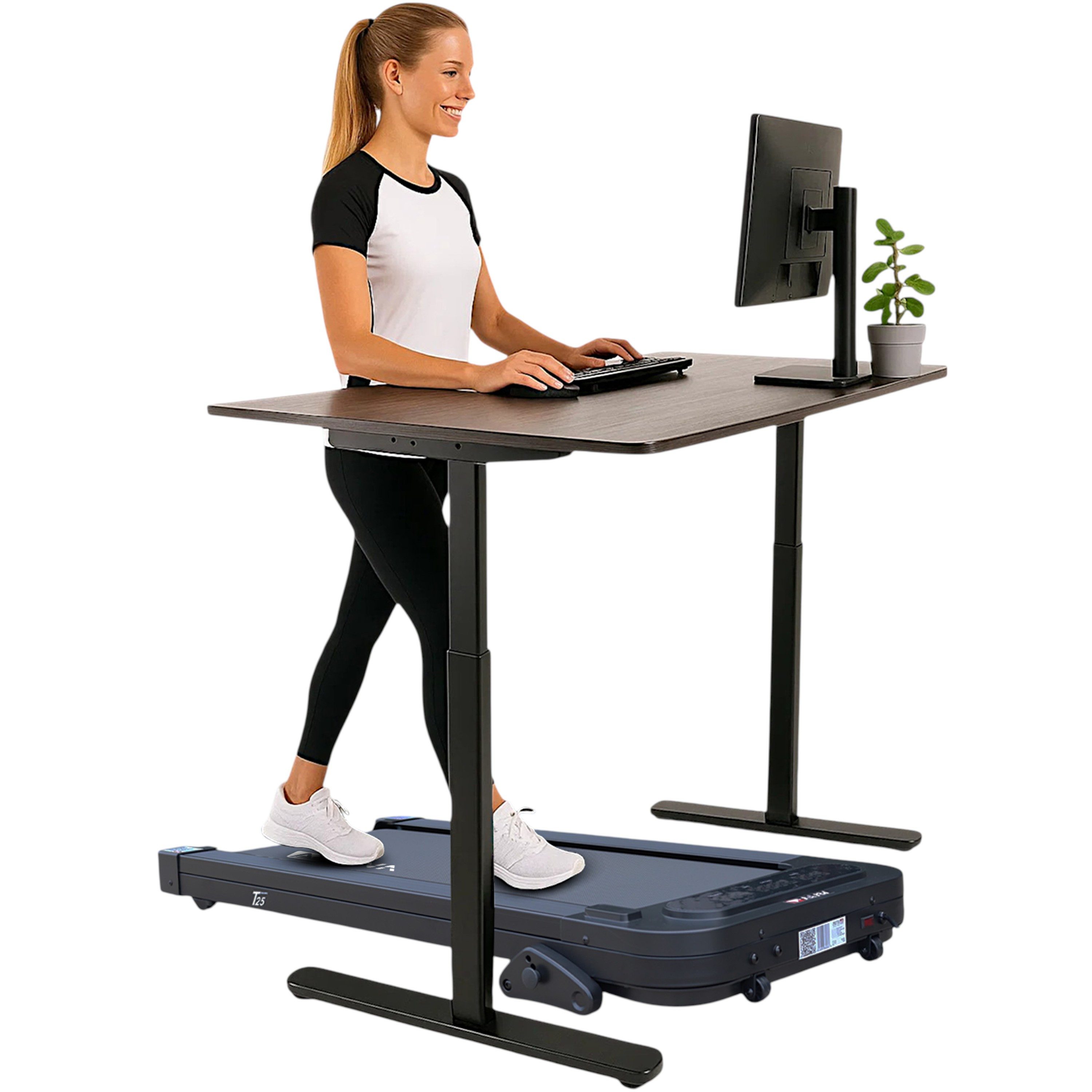 AsVIVA Laufband Walking Pad T25 – leise & kompakt mit Fernbedienung, Fitness-App-kompatibel (Kinomap, Zwift, Fitshow) via Bluetooth