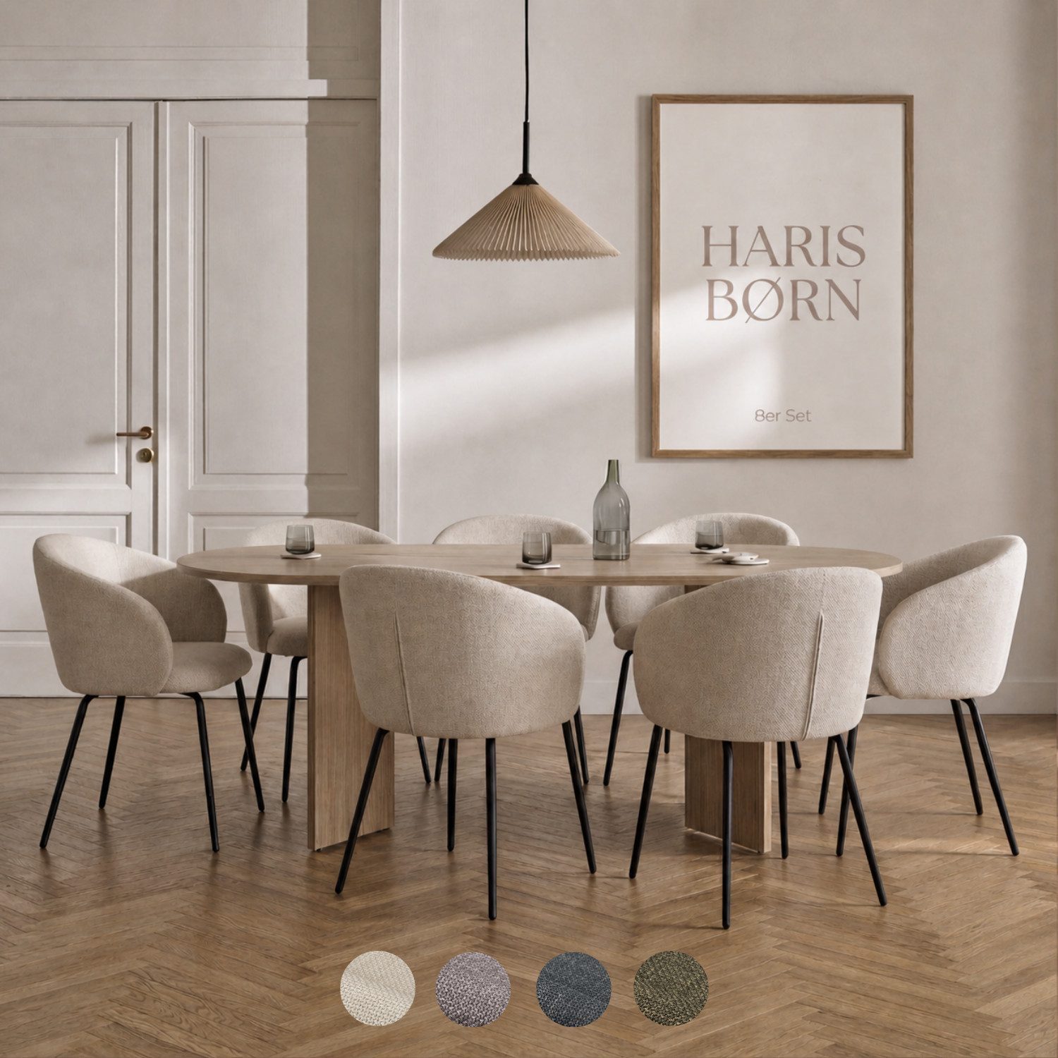 Haris Børn Esszimmerstuhl NØR (versch. Farben) - Bequeme Polster Esszimmerstühle mit Armlehne (Set, 8 St), Premium Esstisch Stühle & Wohnzimmerstühle - Moderne Stühle Esszimmer