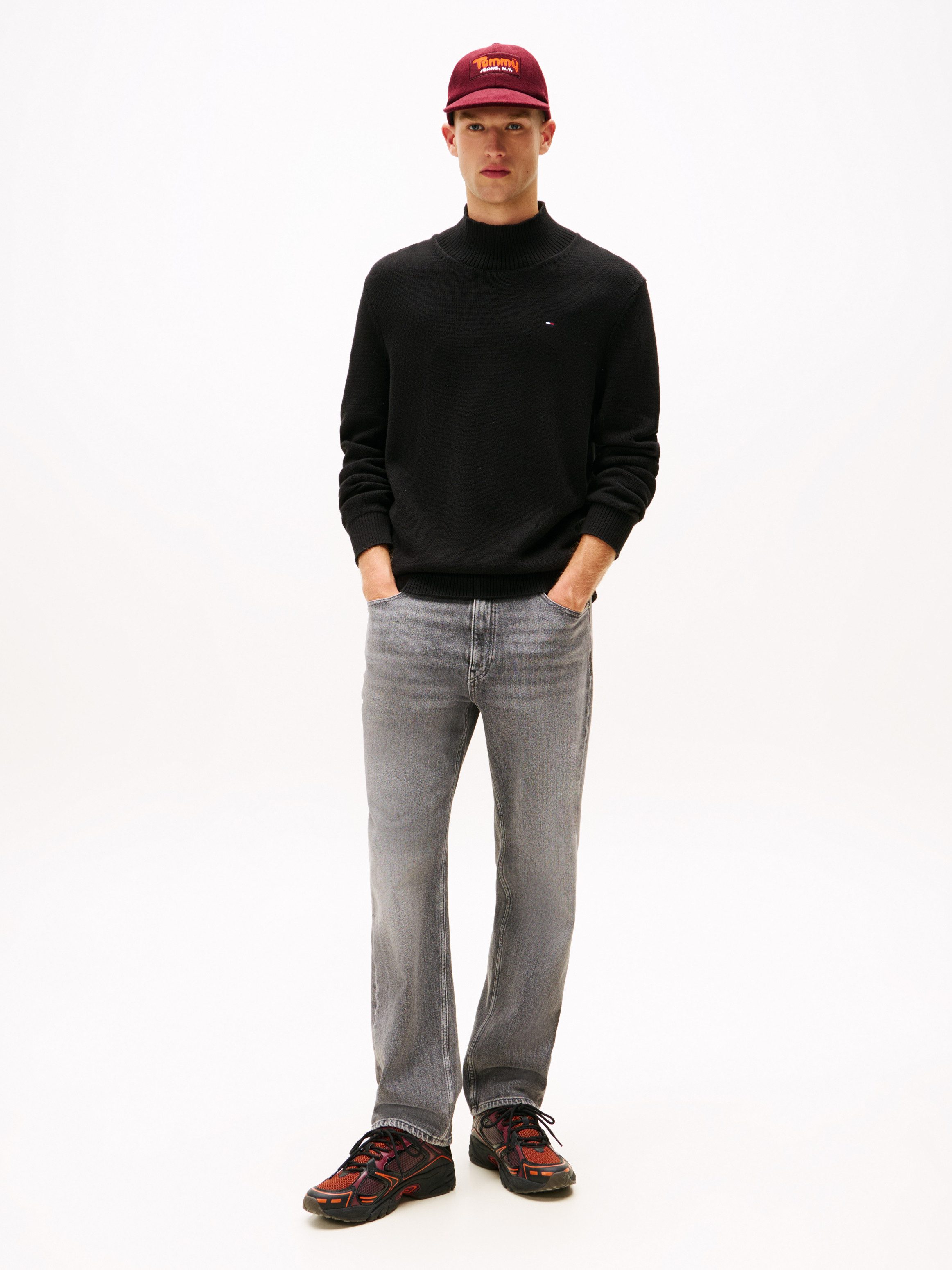 Tommy Jeans Rollkragenpullover TJM SLIM FIT ROLL NECK mit Mock Neck, Strickpullover 100% Baumwolle Pflegeleicht