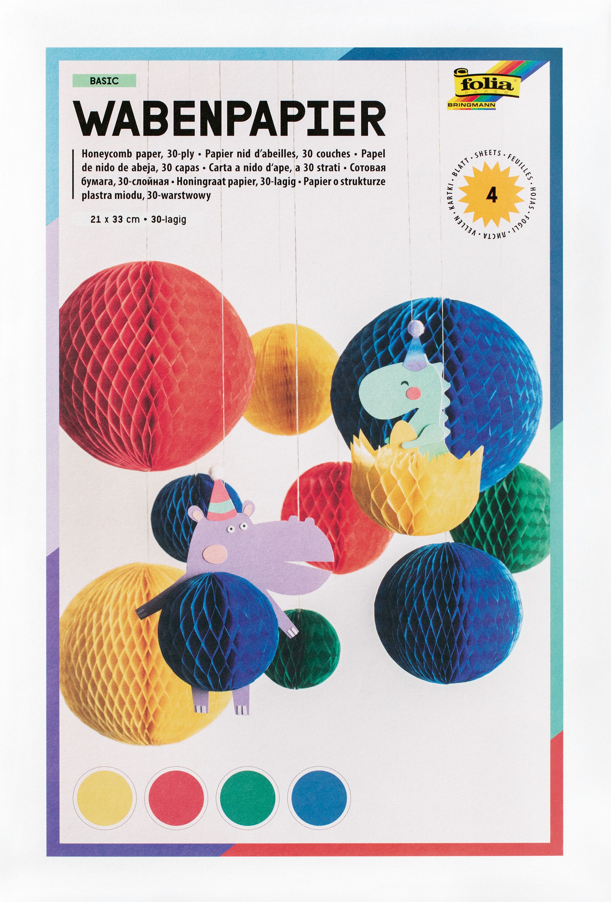 Designpapier Wabenpapier 30-lagig, 4 Blatt