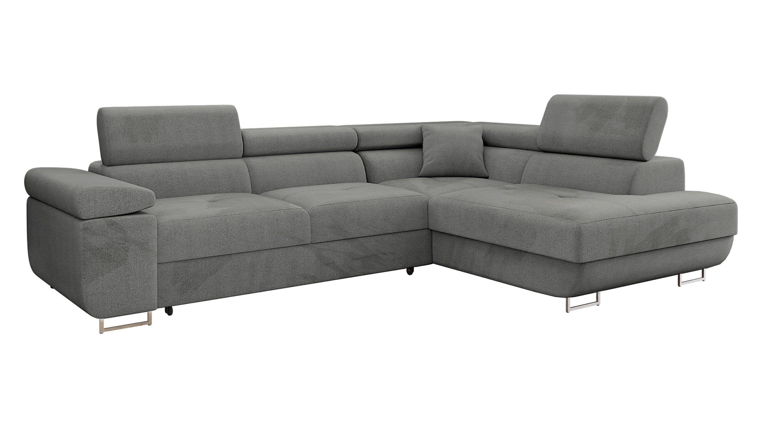 MIRJAN24 Ecksofa Torezio, mit Bettkasten und Schlaffunktion, Einstellbare Kopfstützen, 274x203x70-90 cm