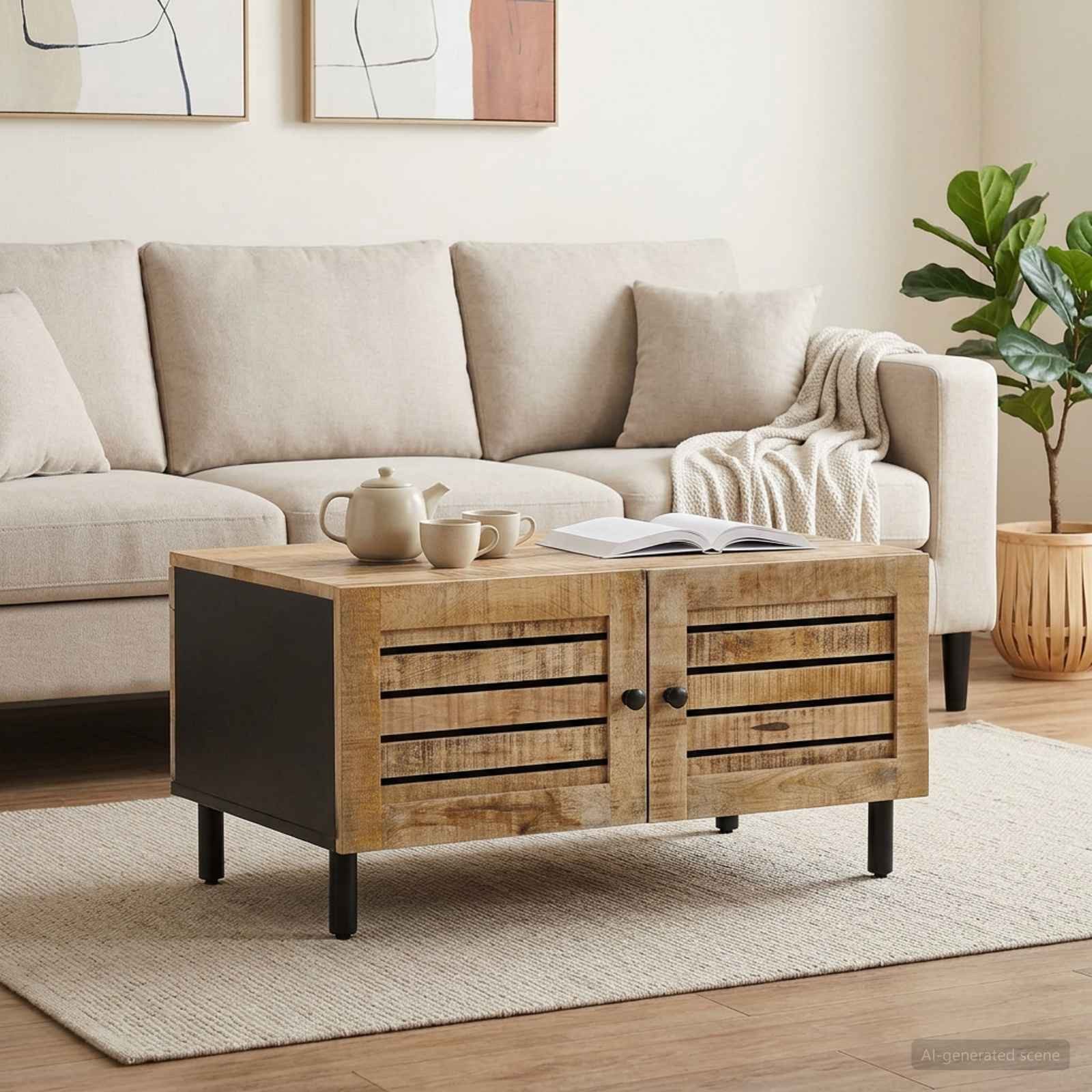 vidaXL Couchtisch Couchtisch Natur 80 x 50 x 40 cm Massivholz (1-St)
